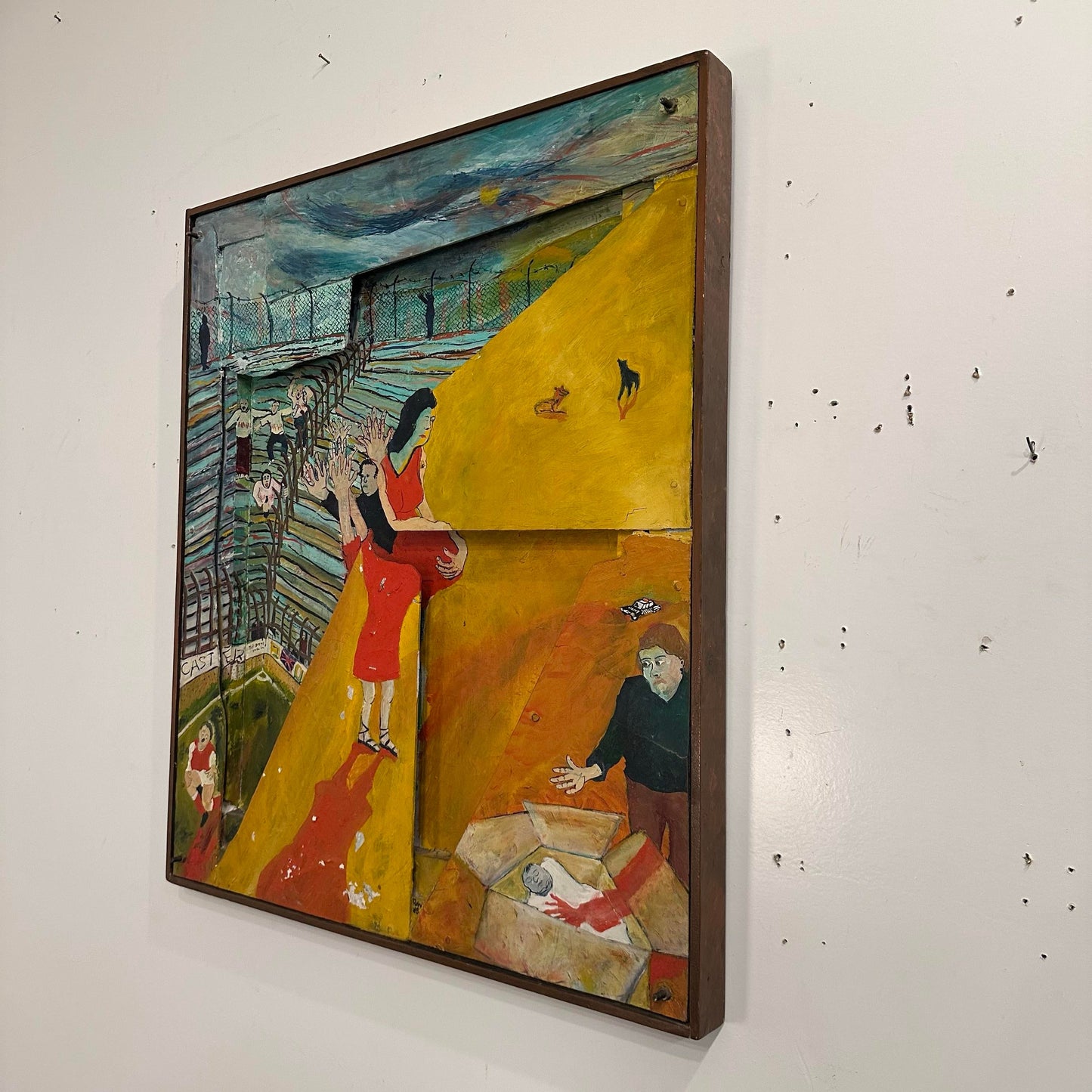 R W Multi Dimensional Modernist Surreal Painting Assemblage Figures