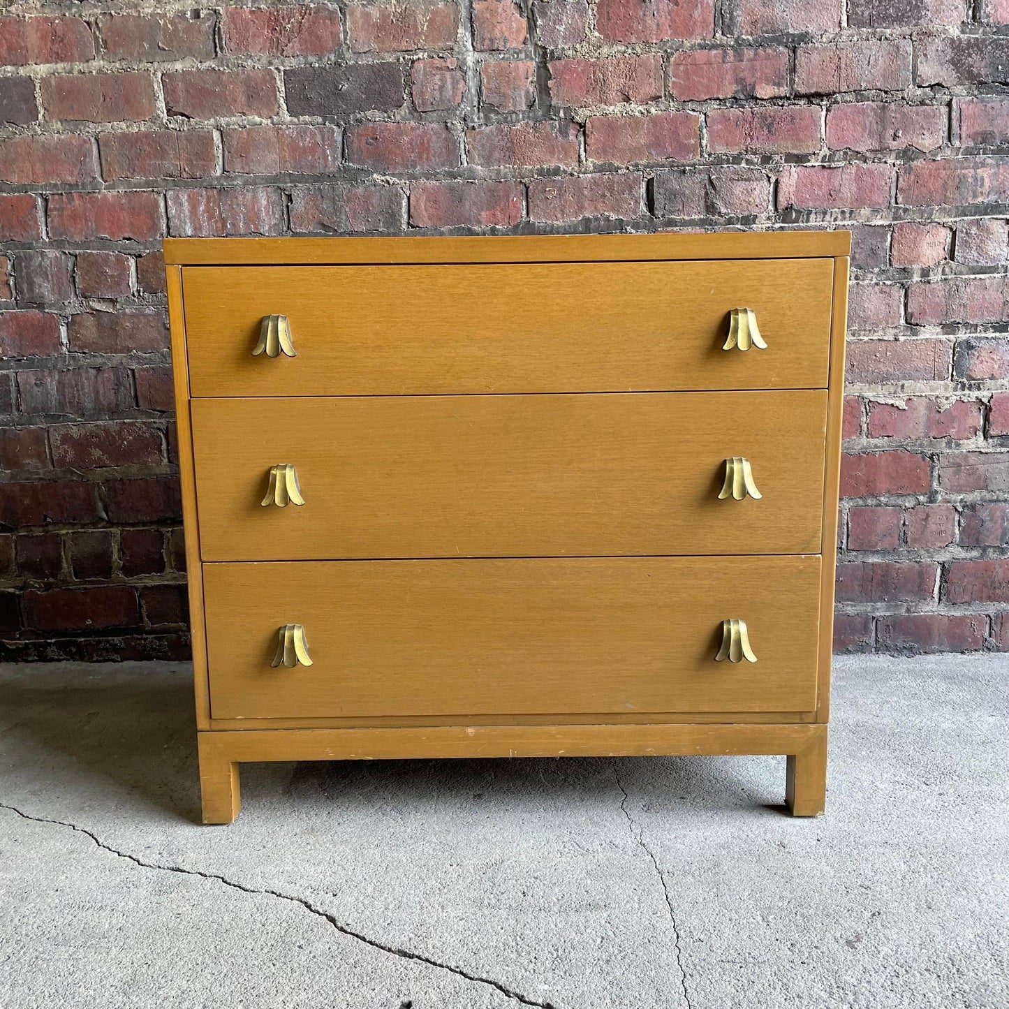 Mid Century Modern Widdicomb 3 Drawer Chest Cabinet With Brass Pulls