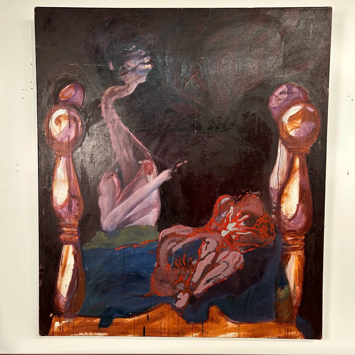 Dark and Moody Painting Bedroom Scene Purples Blue Red