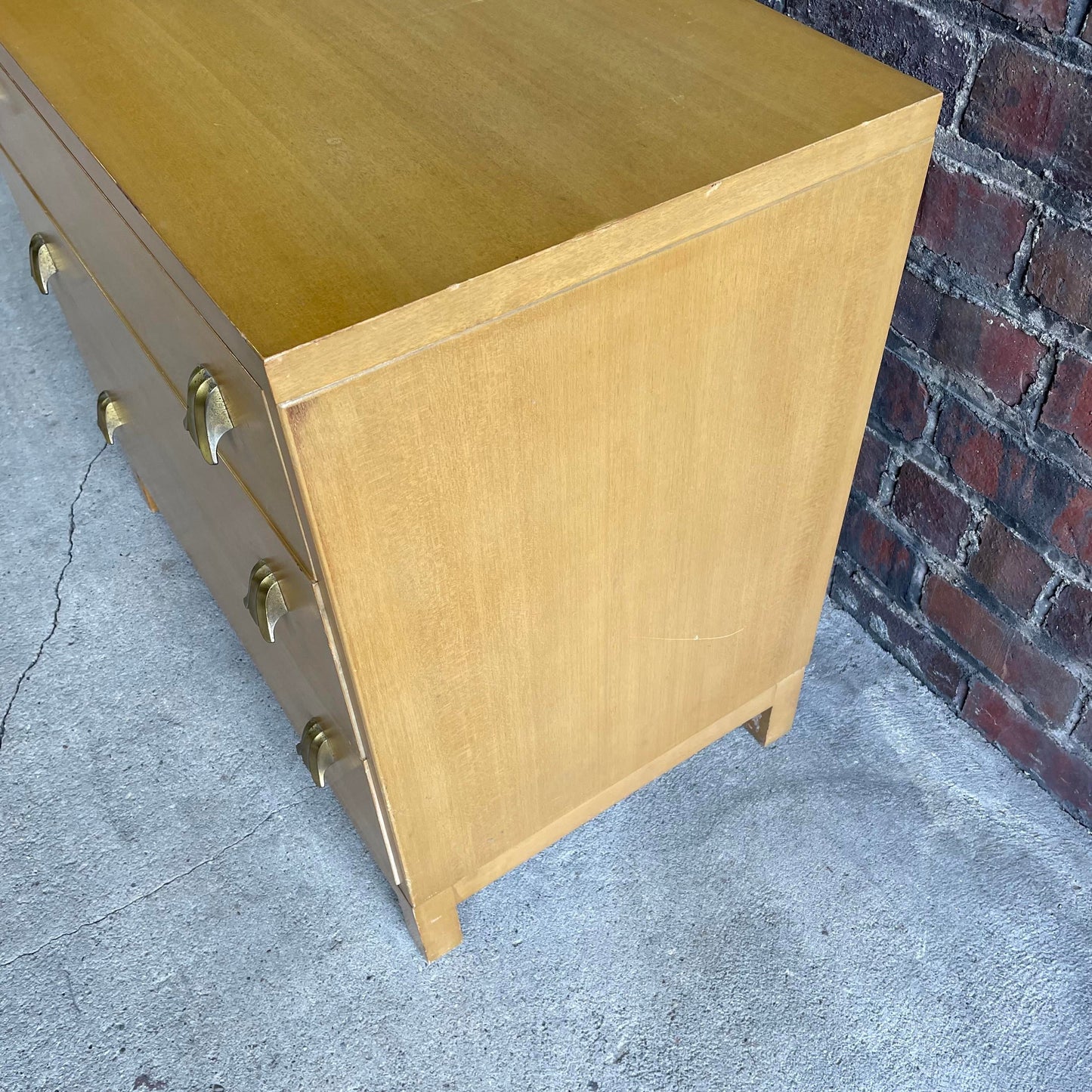 Mid Century Modern Widdicomb 3 Drawer Chest Cabinet With Brass Pulls