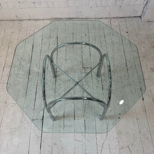 Chrome and Glass Octagonal Dining Table