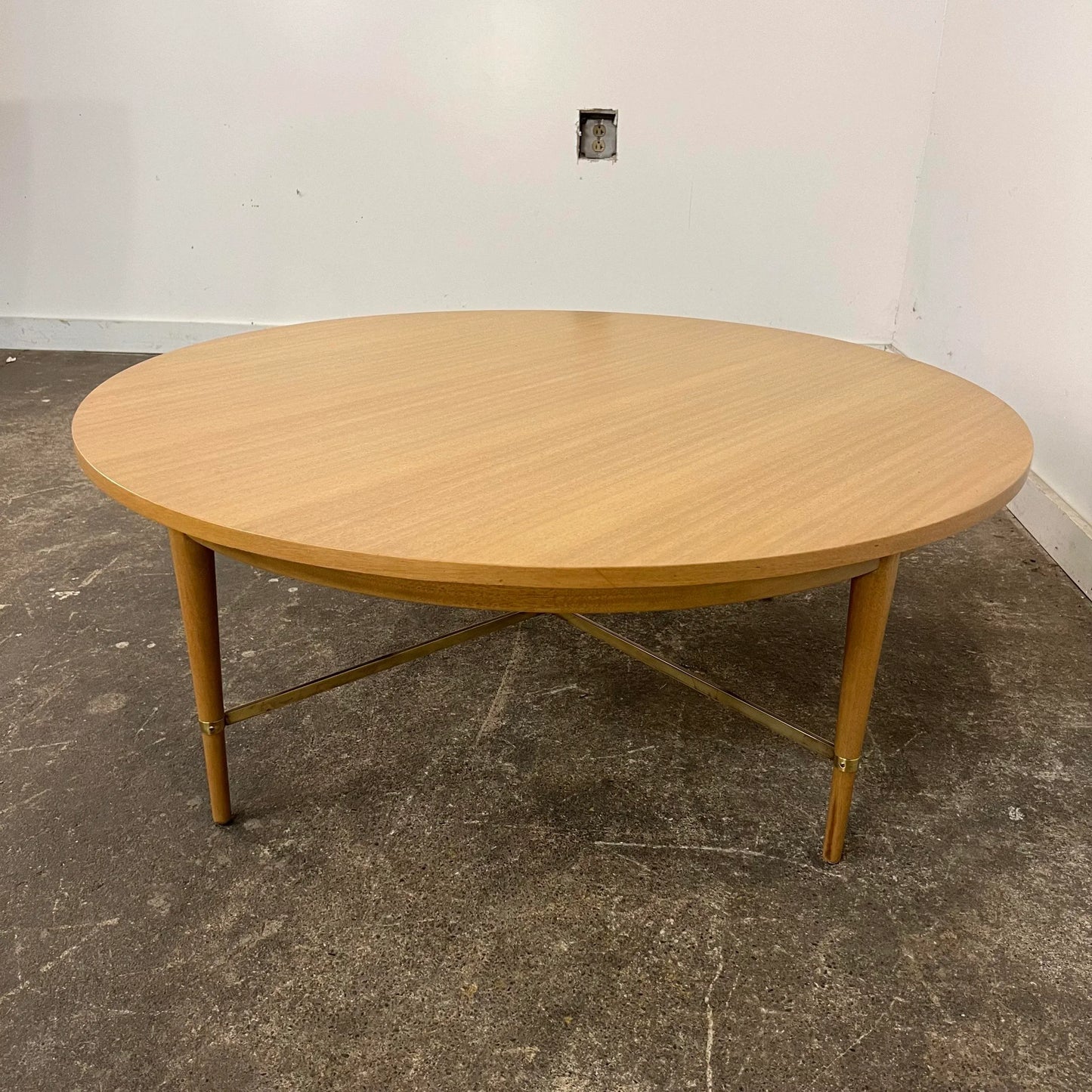 Paul McCobb for Calvin Refinished Coffee Table With Brass Stretchers