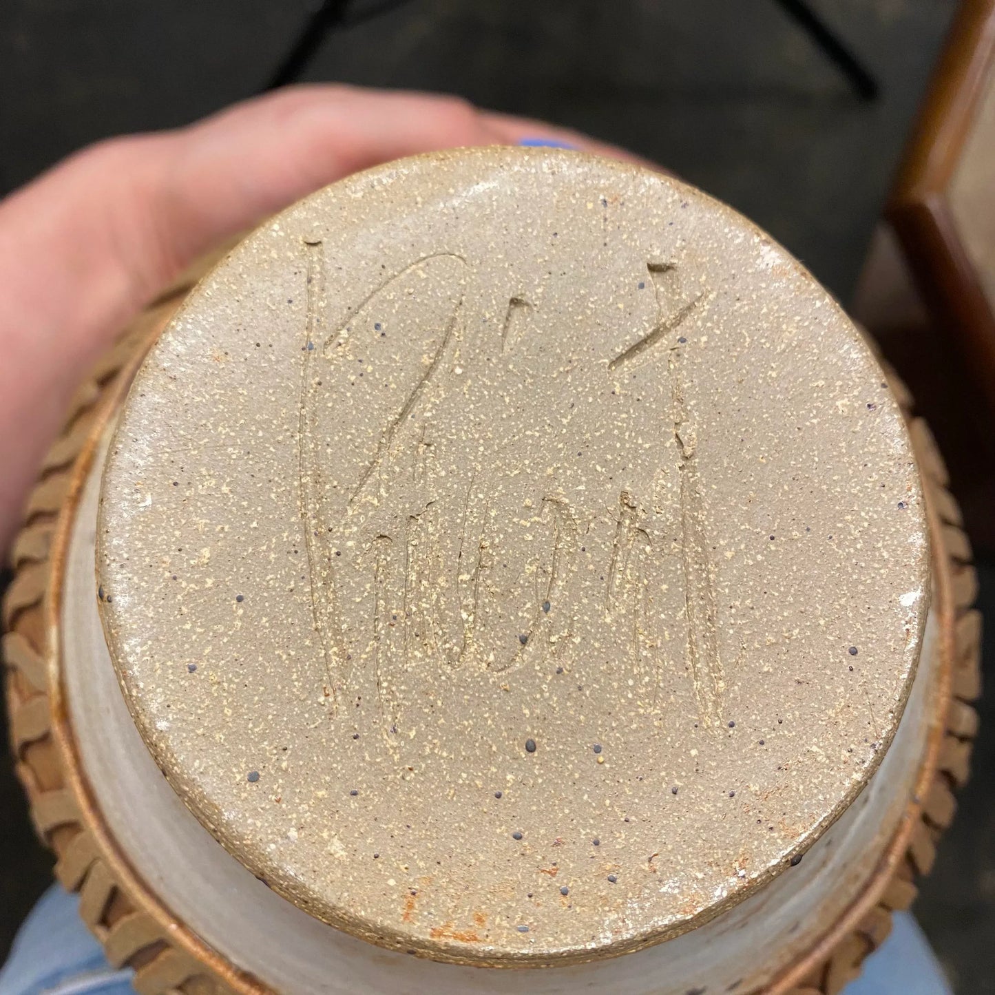 Unknown Artist Signed Studio Pottery Ceramic Vase Tall