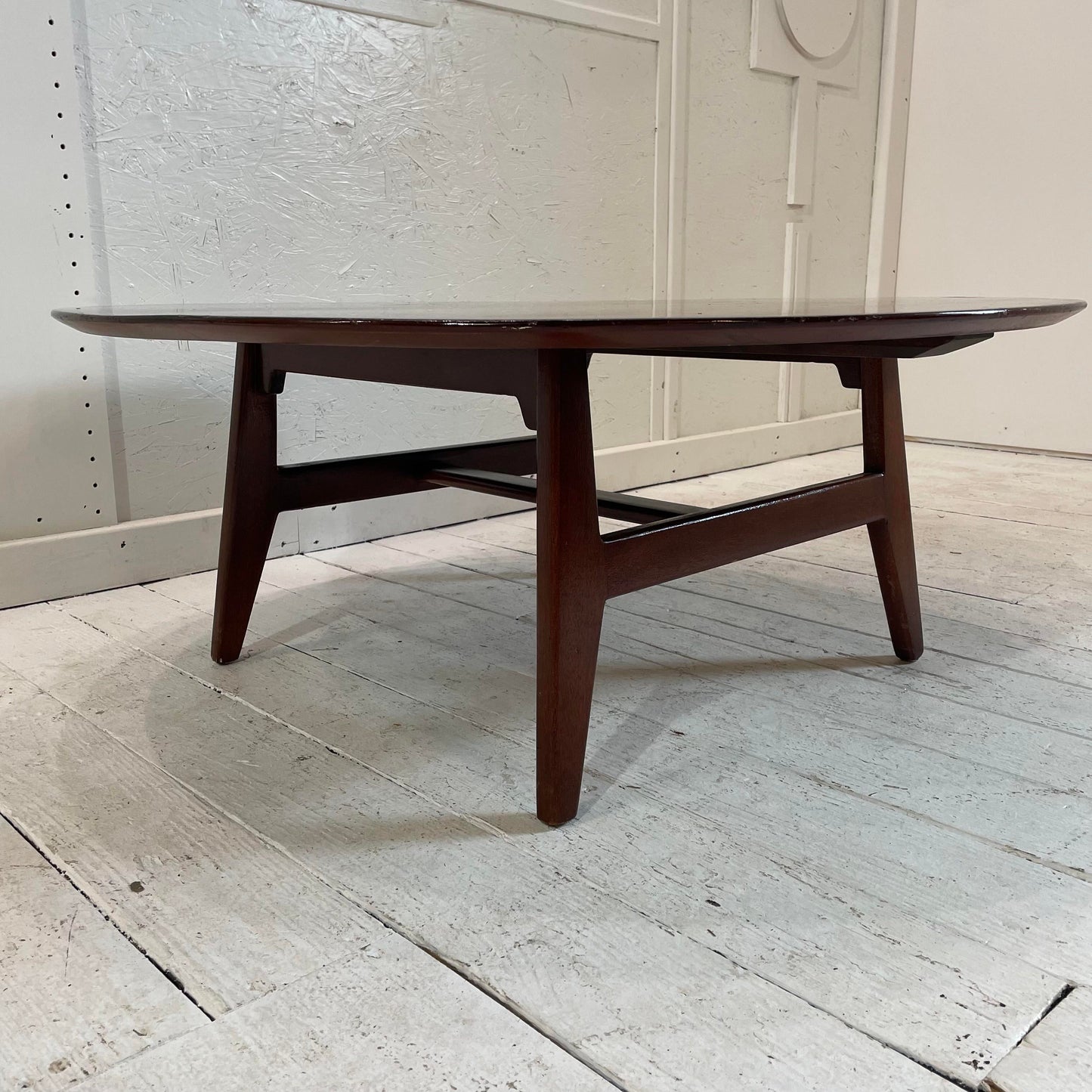 Vintage Jens Risom Designs Walnut Round Coffee Table