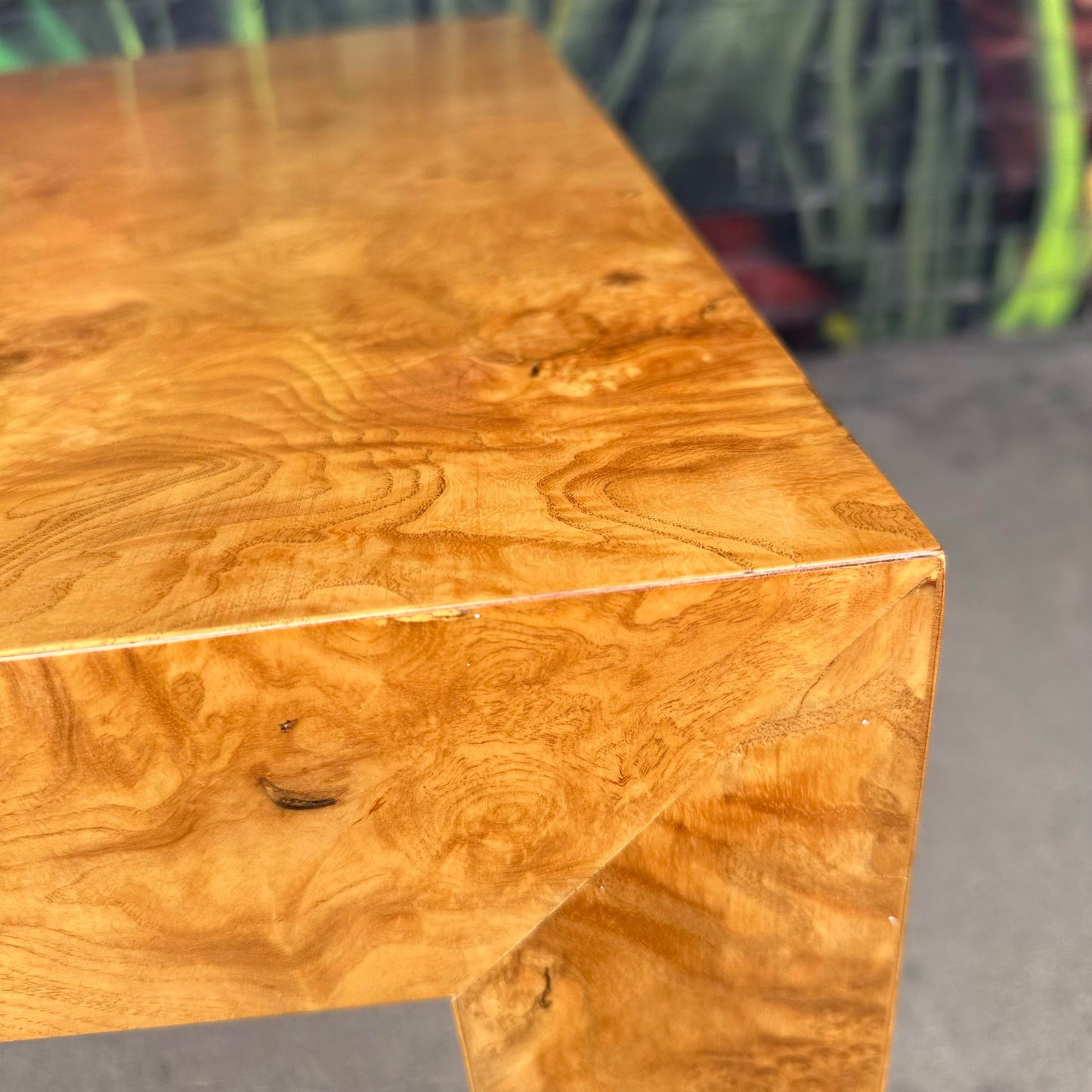 Milo Baughman Burlwood Dining Table Olive Wood