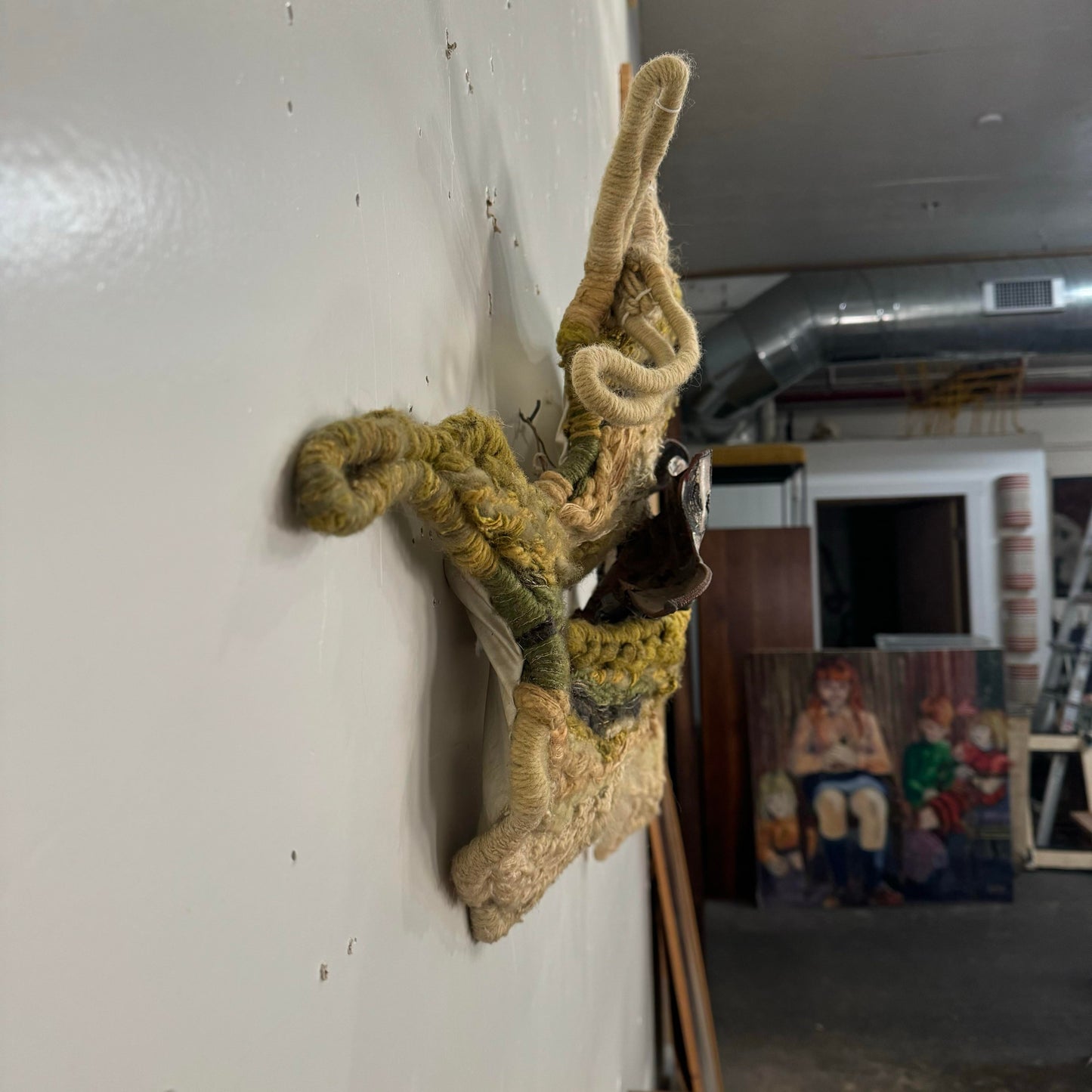 Fiber and Enamel Wall Art Hanging 70’s