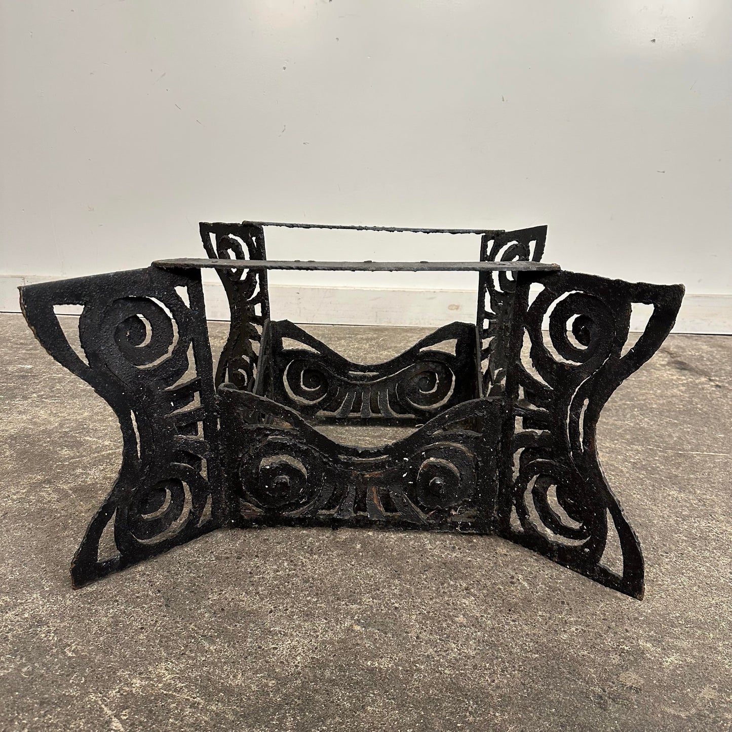 Brutalist Whimsical Torch Cut Side Table Smoked Glass Sculpted Metal