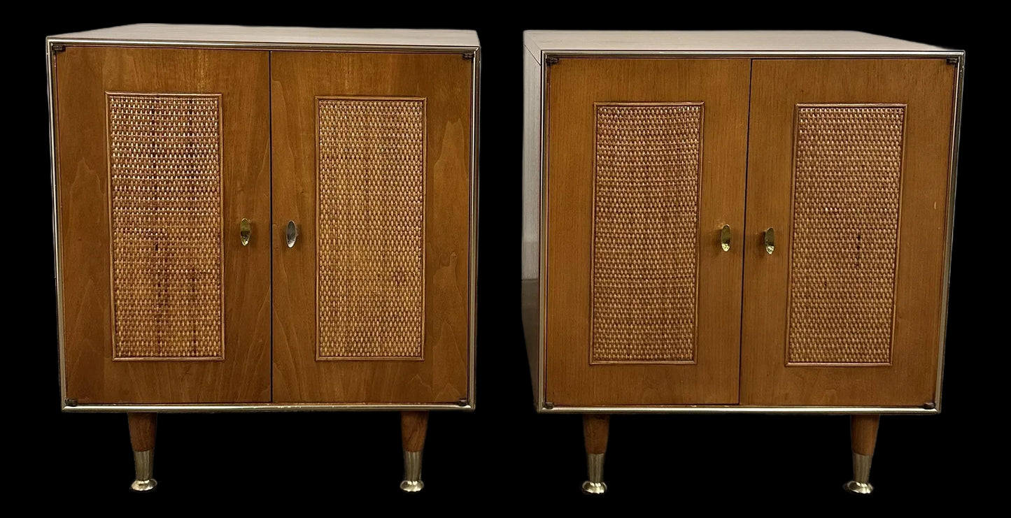 Rway Pair of Nightstands With Caned Doors