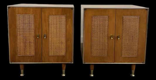 Rway Pair of Nightstands With Caned Doors