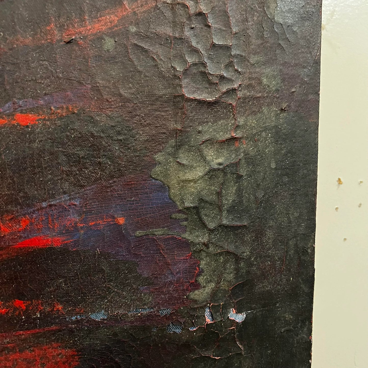 Red Splatter Abstract Painting Signed Sg