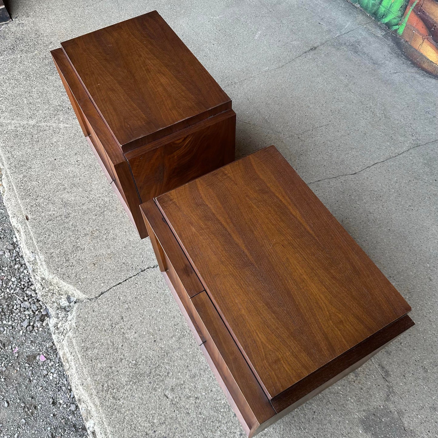 Mid-Century Modern Pair of Tobago Canadian Brutalist Nightstands