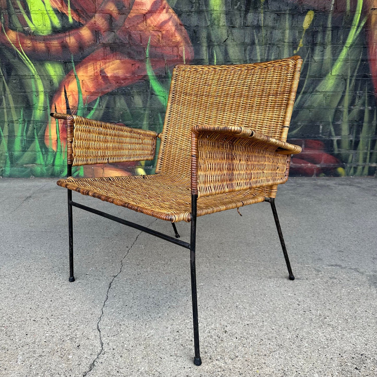 Van Keppel-Green Rattan and Iron Patio Chair
