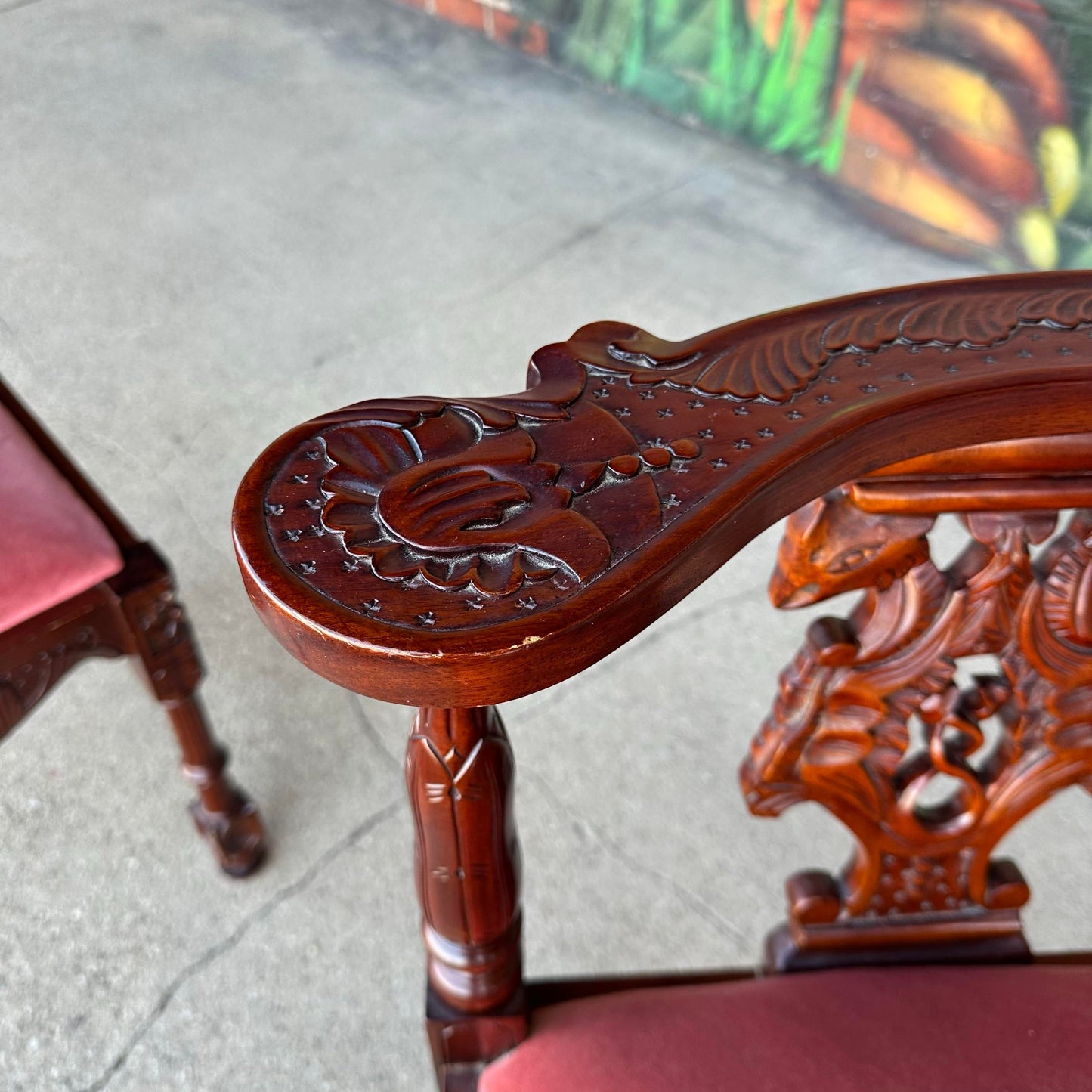 Pair of Renaissance Style Carved Corner Chairs