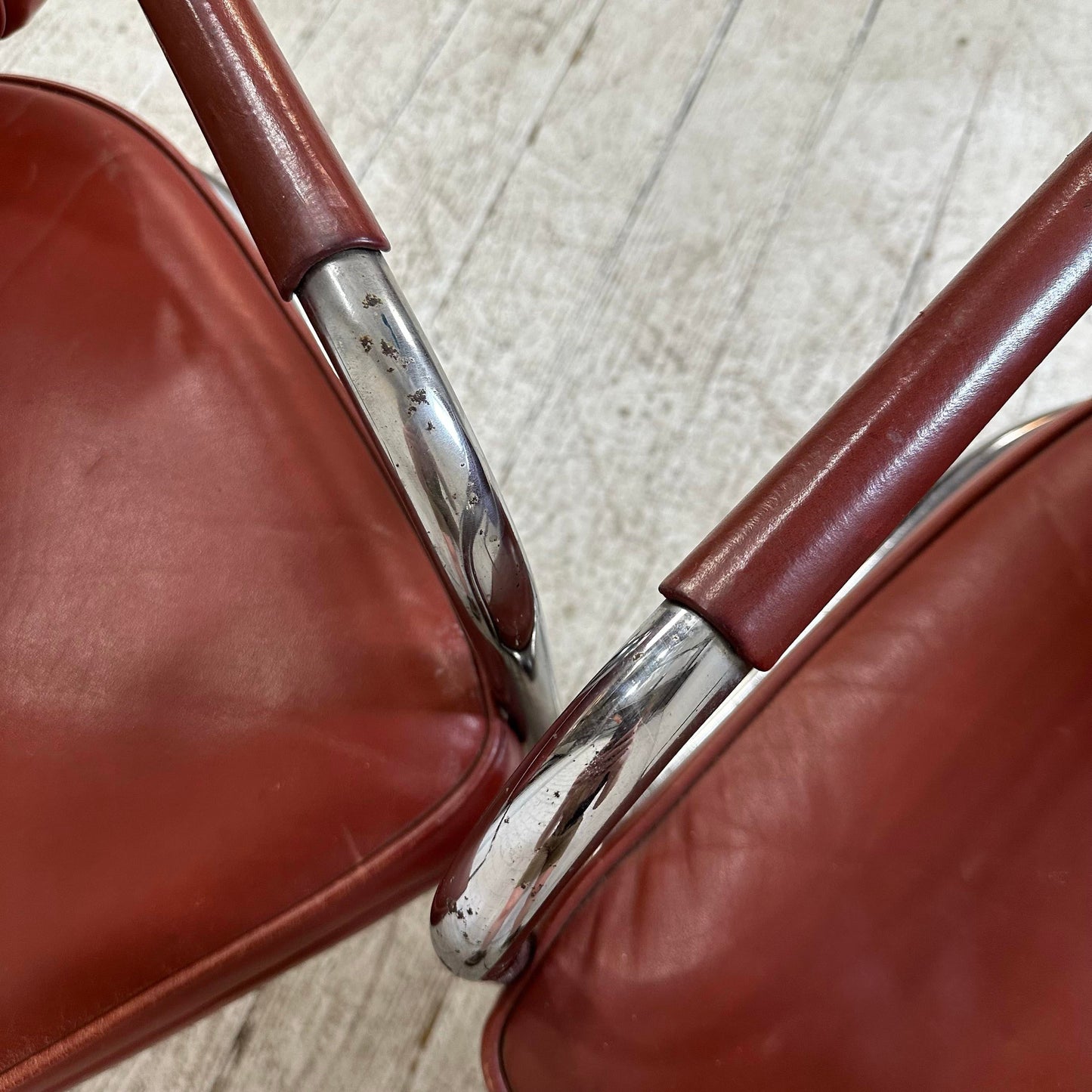 Pair of Chrome and Leather Chairs by Brayton International Collection
