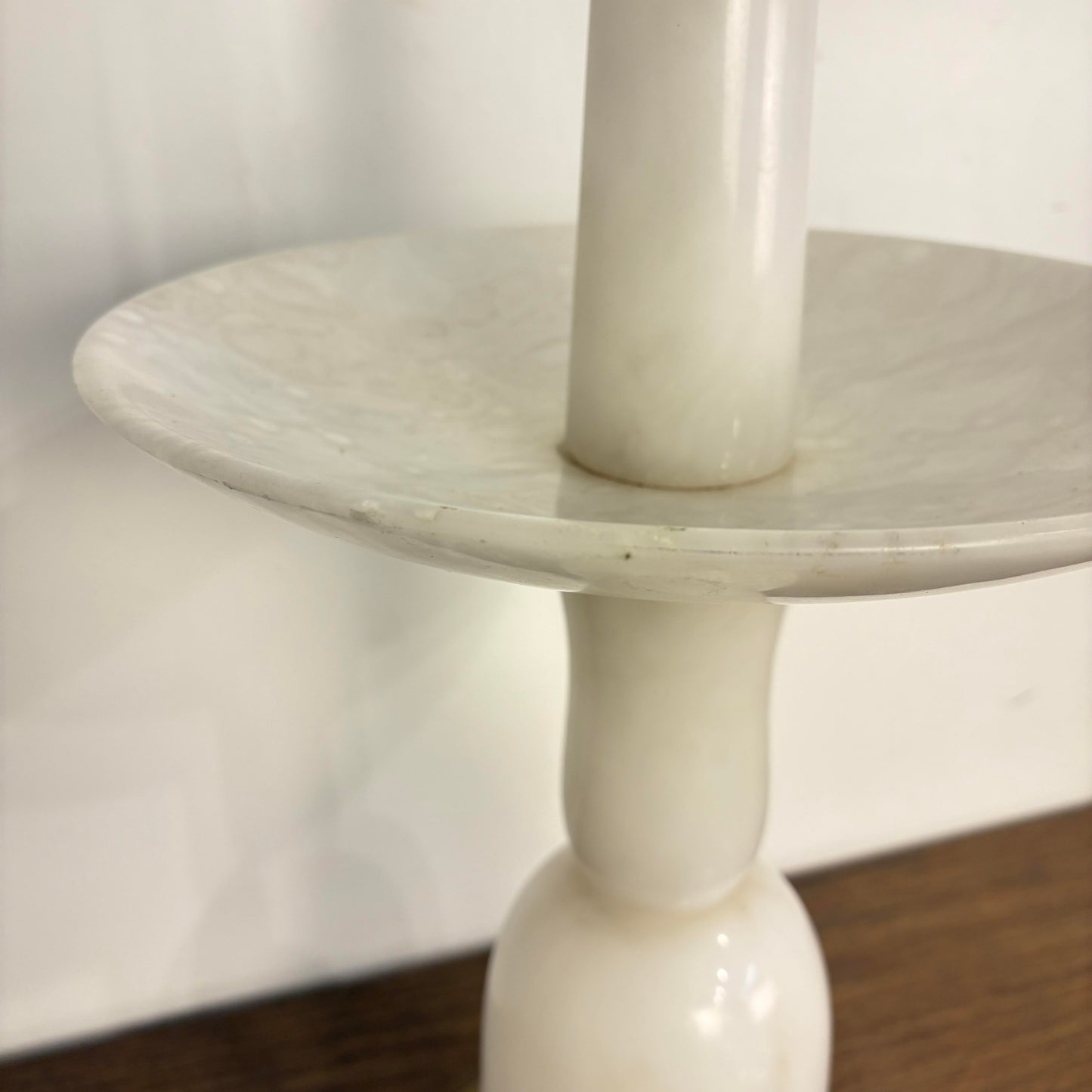 Mid-Century Modern Sculptural Balustrade Form Table Lamp in Carrera Marble