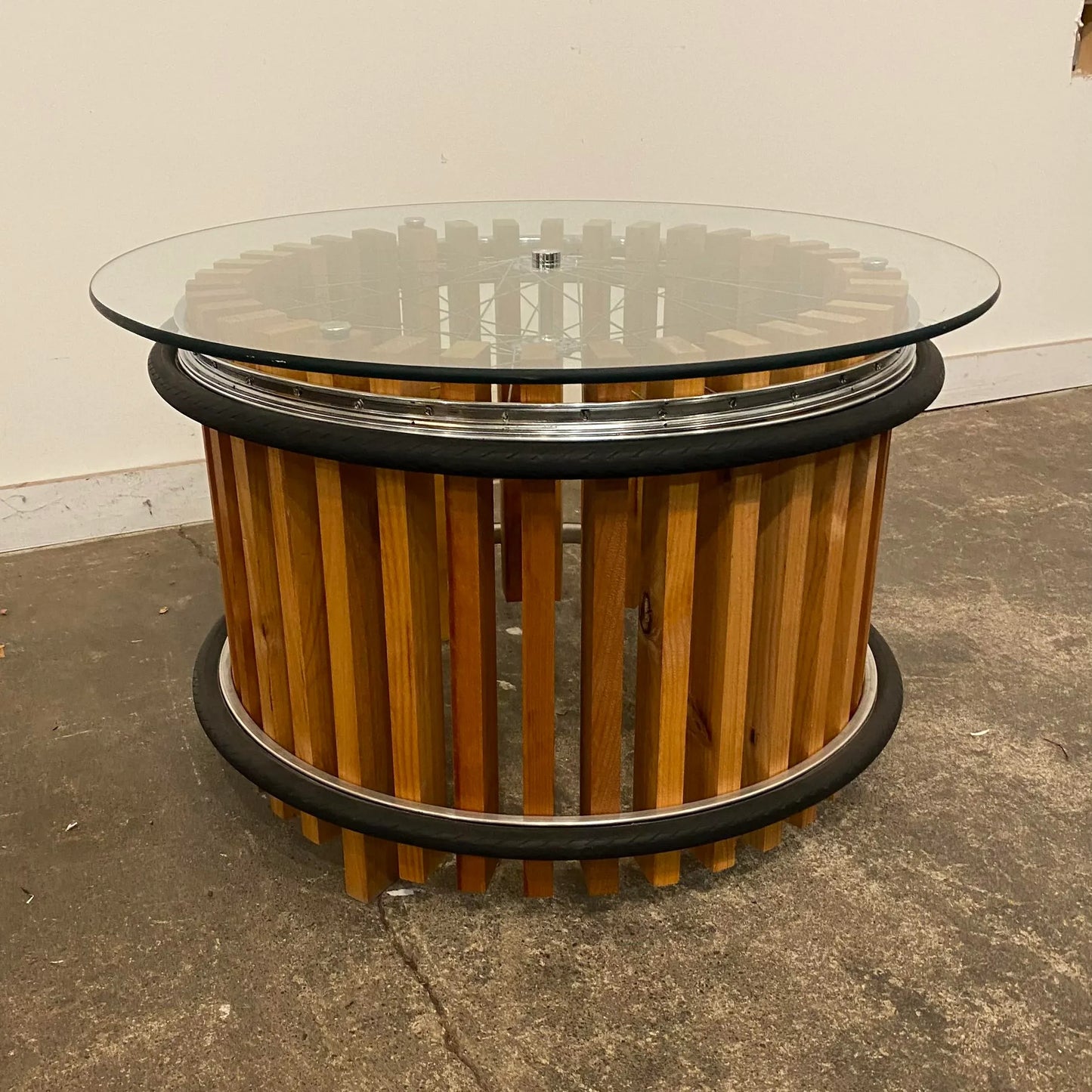 Studio Made Round Bicycle Wheel Table by K. Griesen