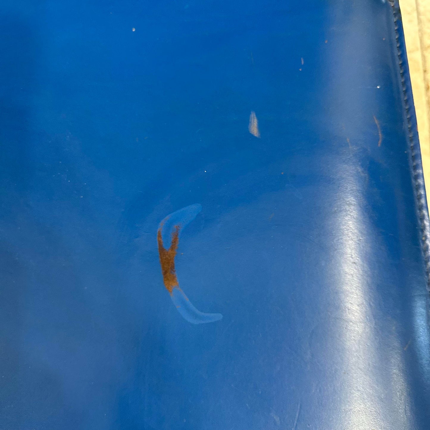 Blue Leather and Chrome Italian Designed Chair by Arper