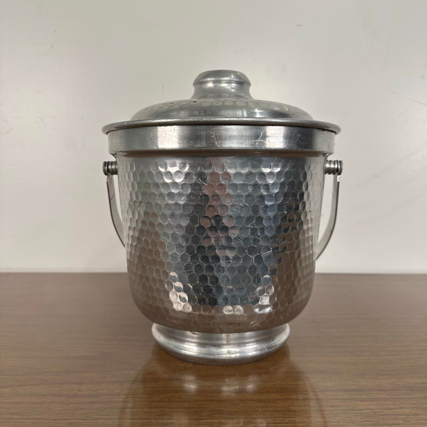 Mid-Century Modern Italian Hammered Aluminum Ice Bucket