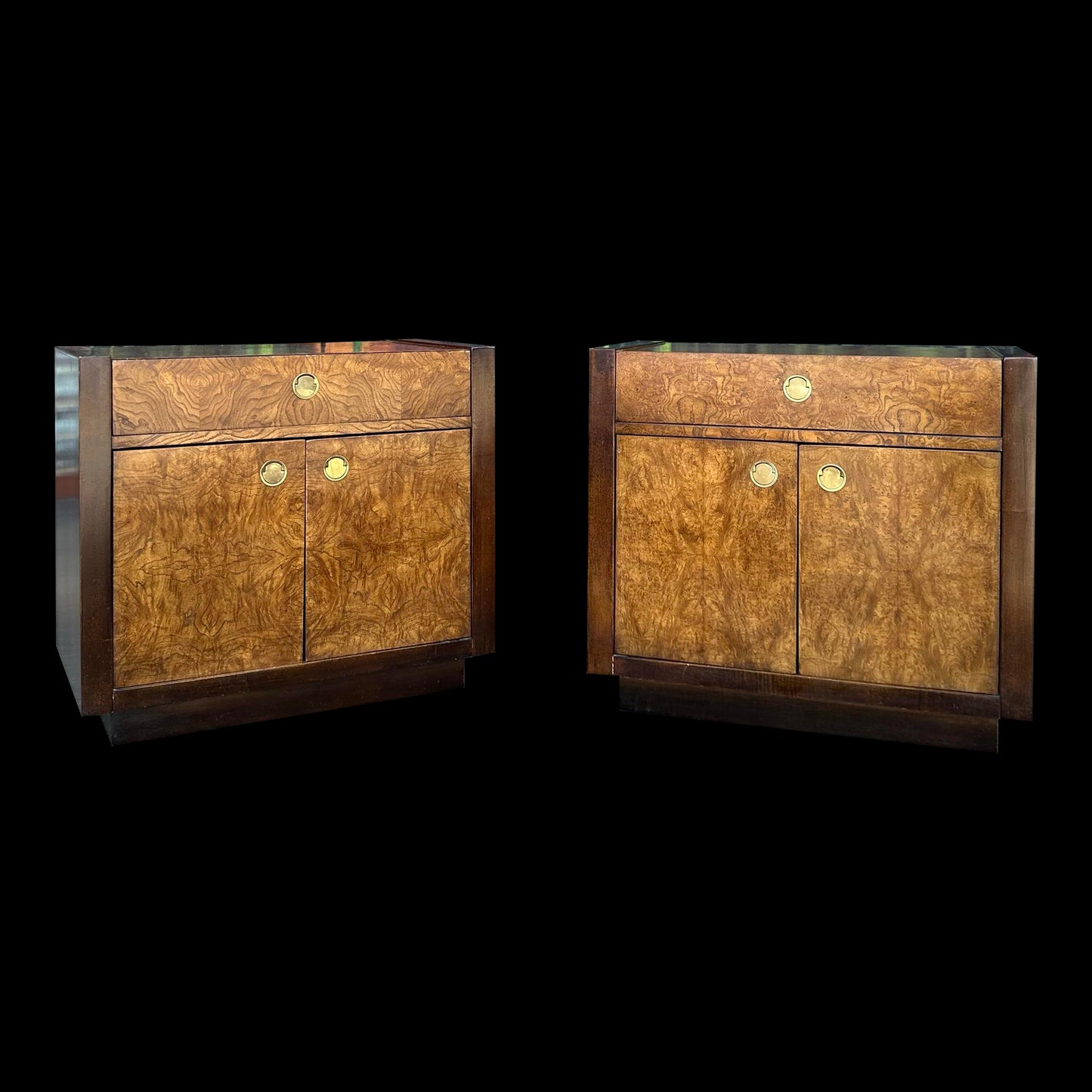 Pair of Century Furniture Burl Wood Nightstands End Tables