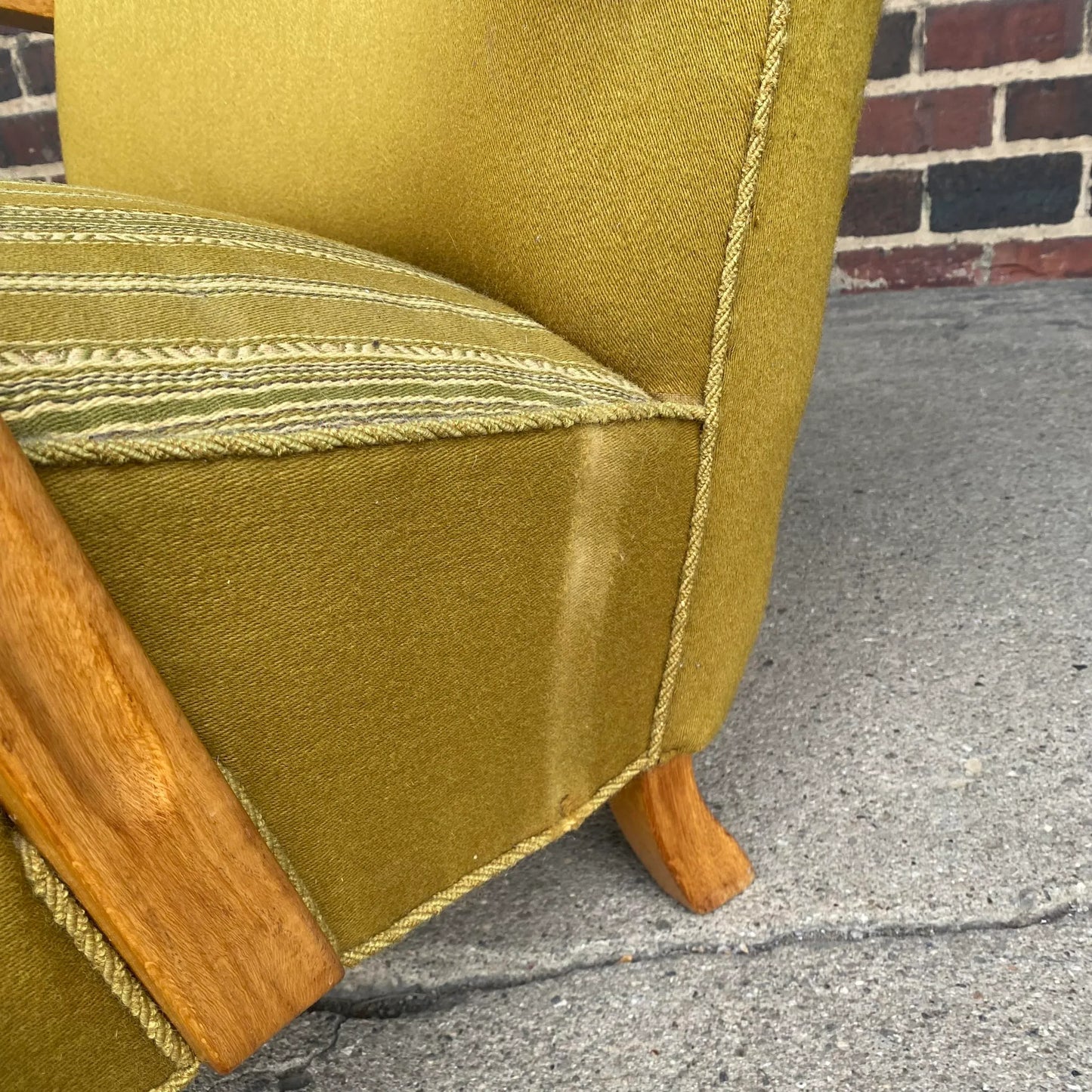 Pair of European Art Deco Green Arm Chairs