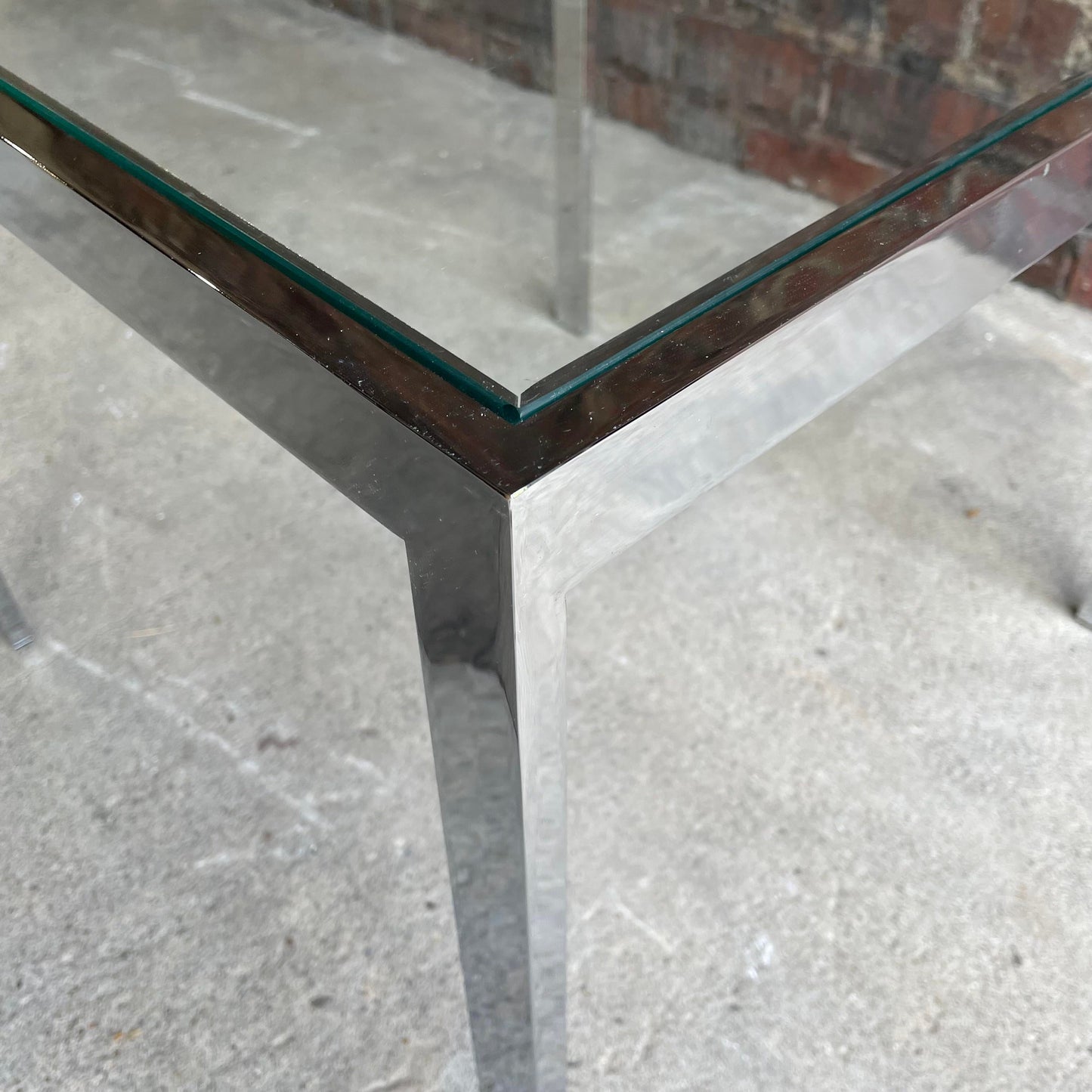 Vintage Chrome Square Side Table In the Style of Milo Baughman