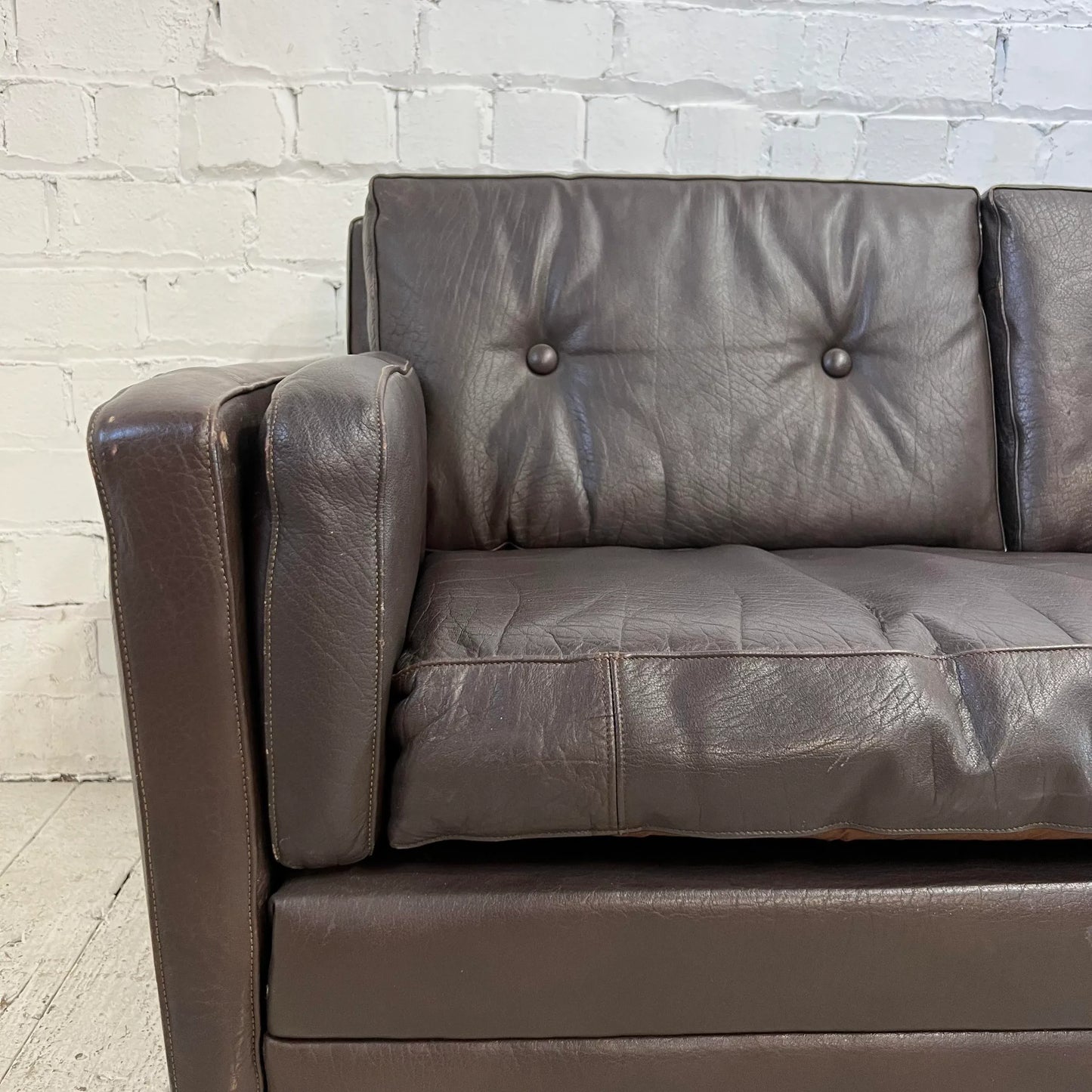 Mid Century Børge Mogensen Style Brown Leather Sofa