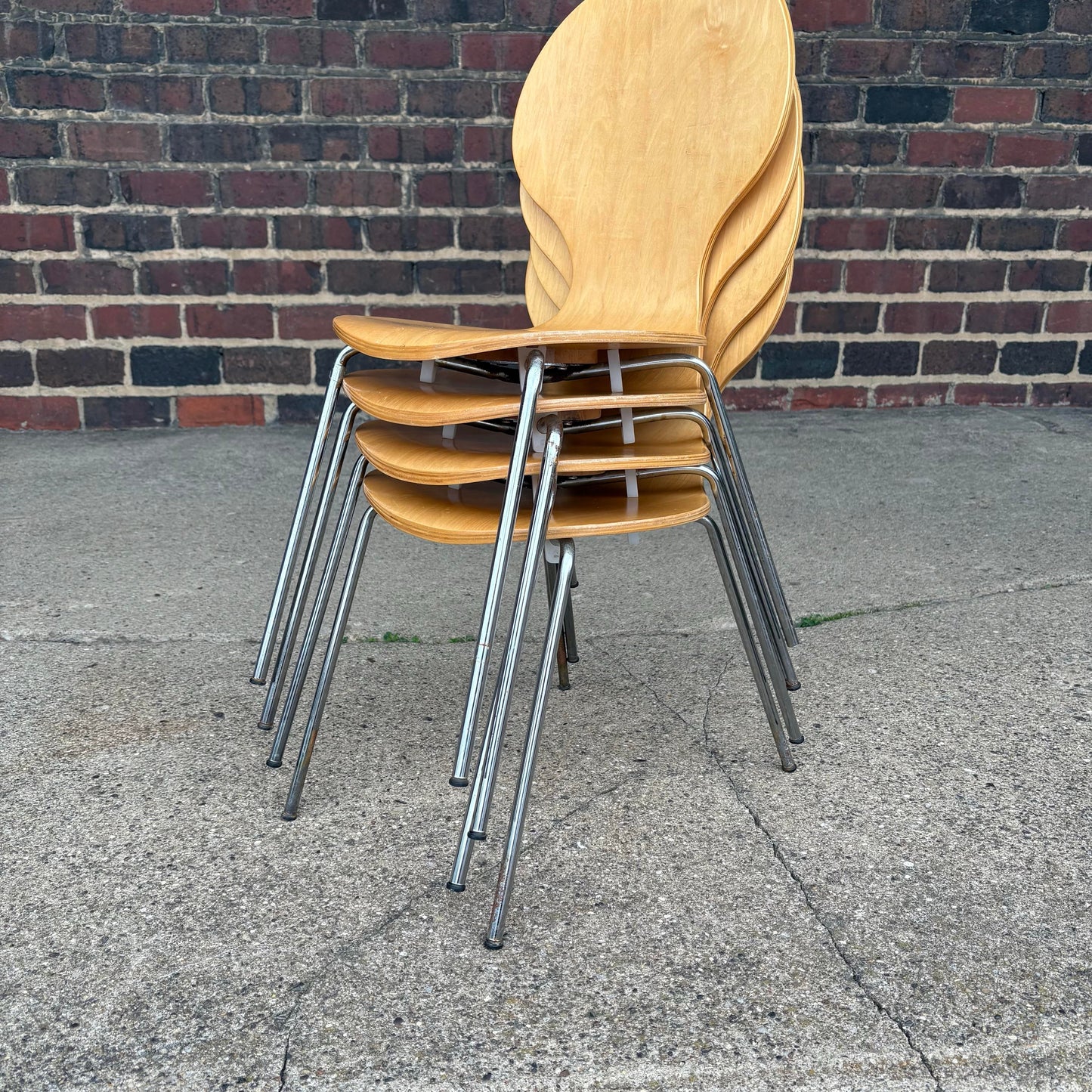 Mid Century Modern Set of 4 Children’s Bentwood Chairs Styled After Arne Jacobson