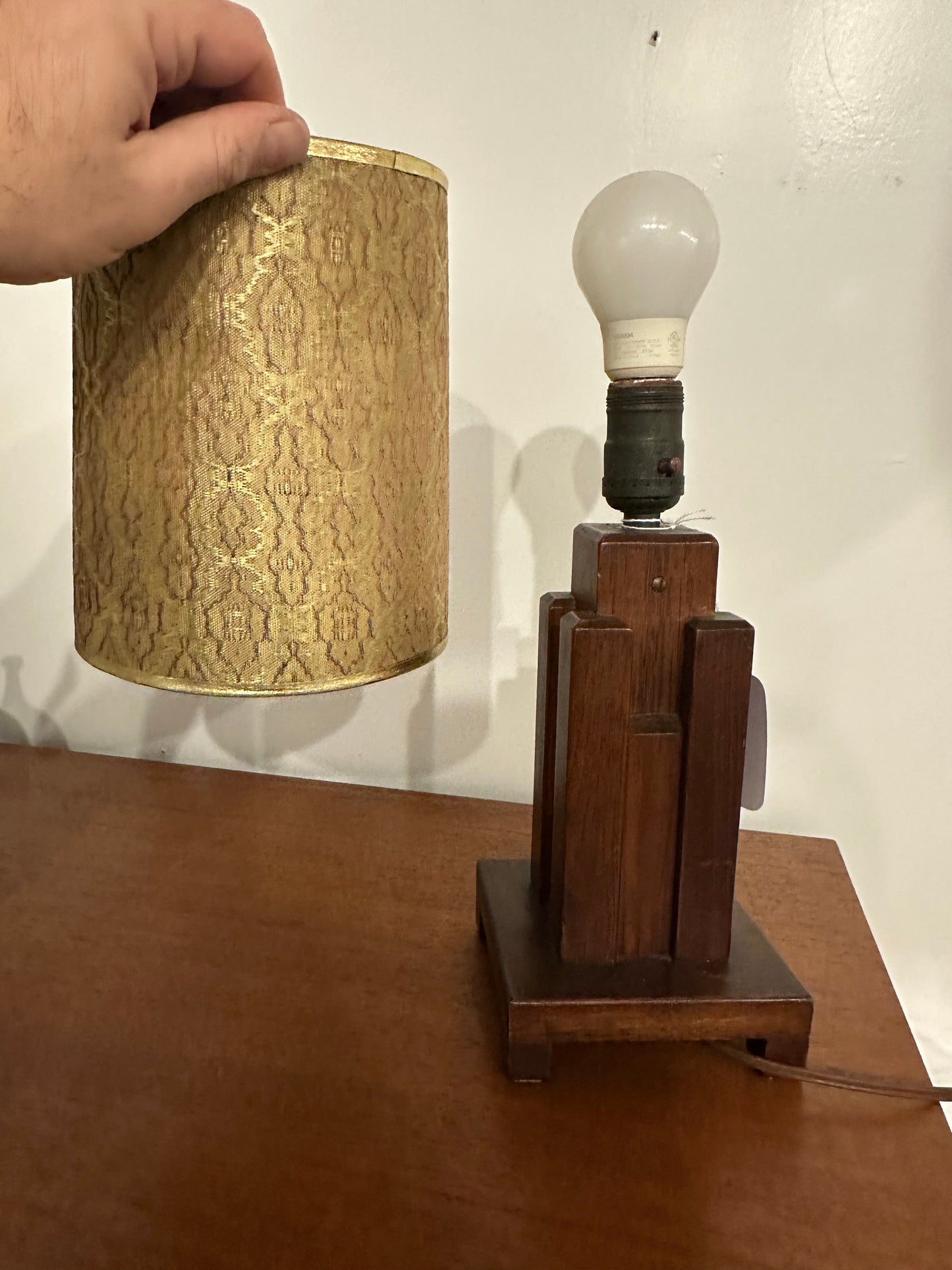Paul Frankl Skyscraper Table Lamp Signed J Johnson 1939 Wood