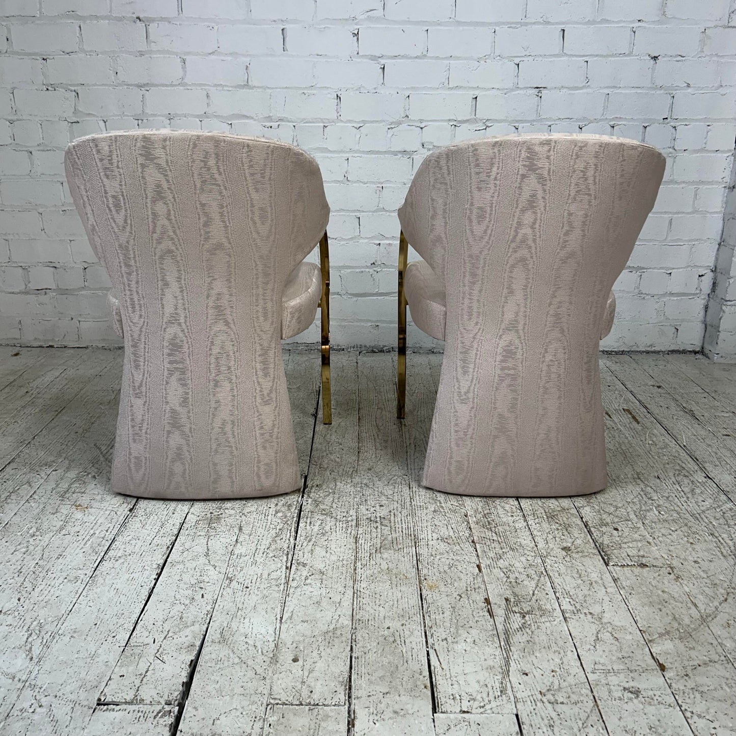 Pair of Carson’s Art Deco Hollywood Regency Brass Arm Cantilever Chairs