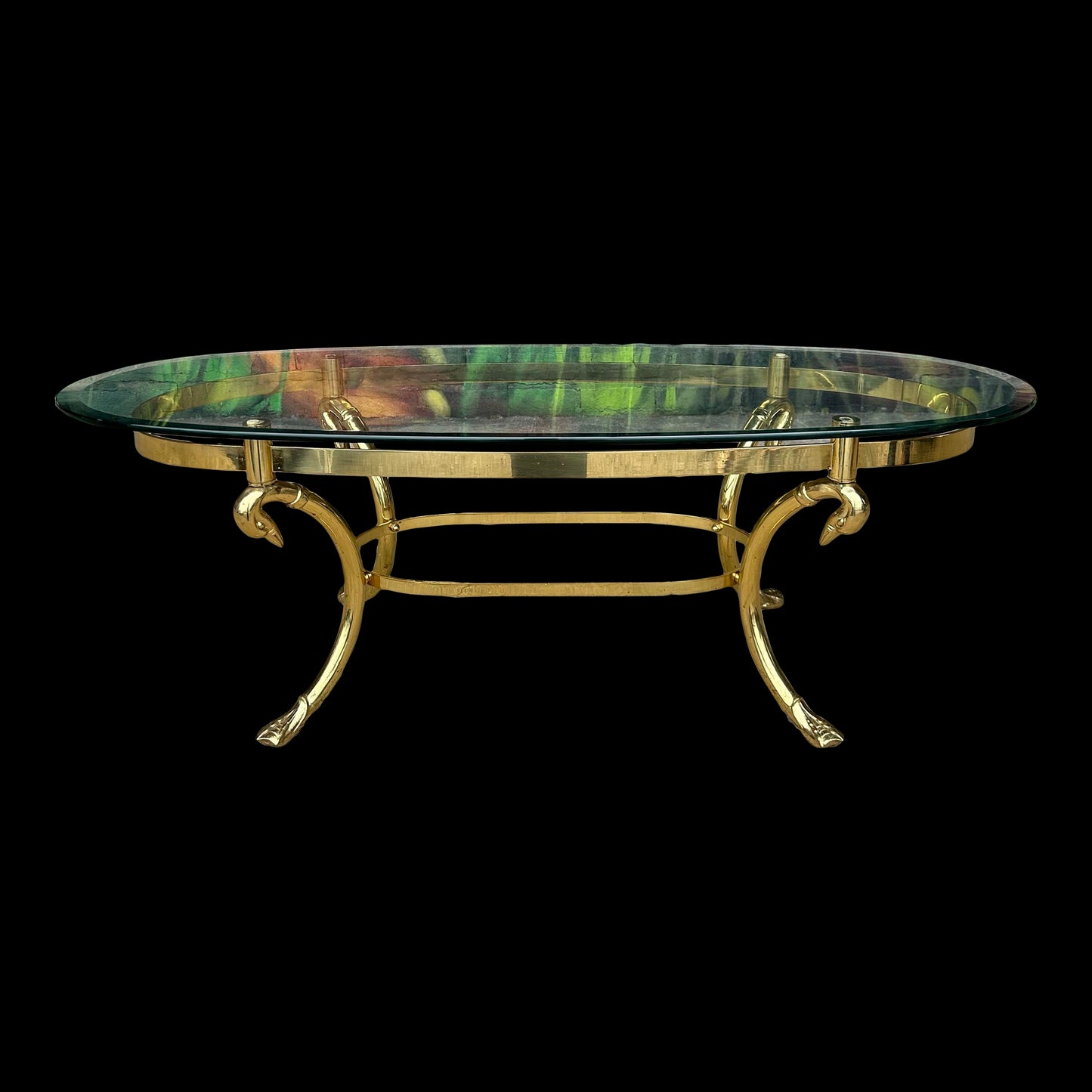 Vintage Italian Swan Head Oval Coffee Table in the Style of LaBarge