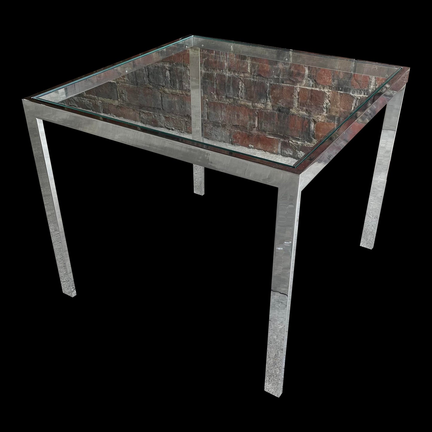 Vintage Chrome Square Side Table In the Style of Milo Baughman