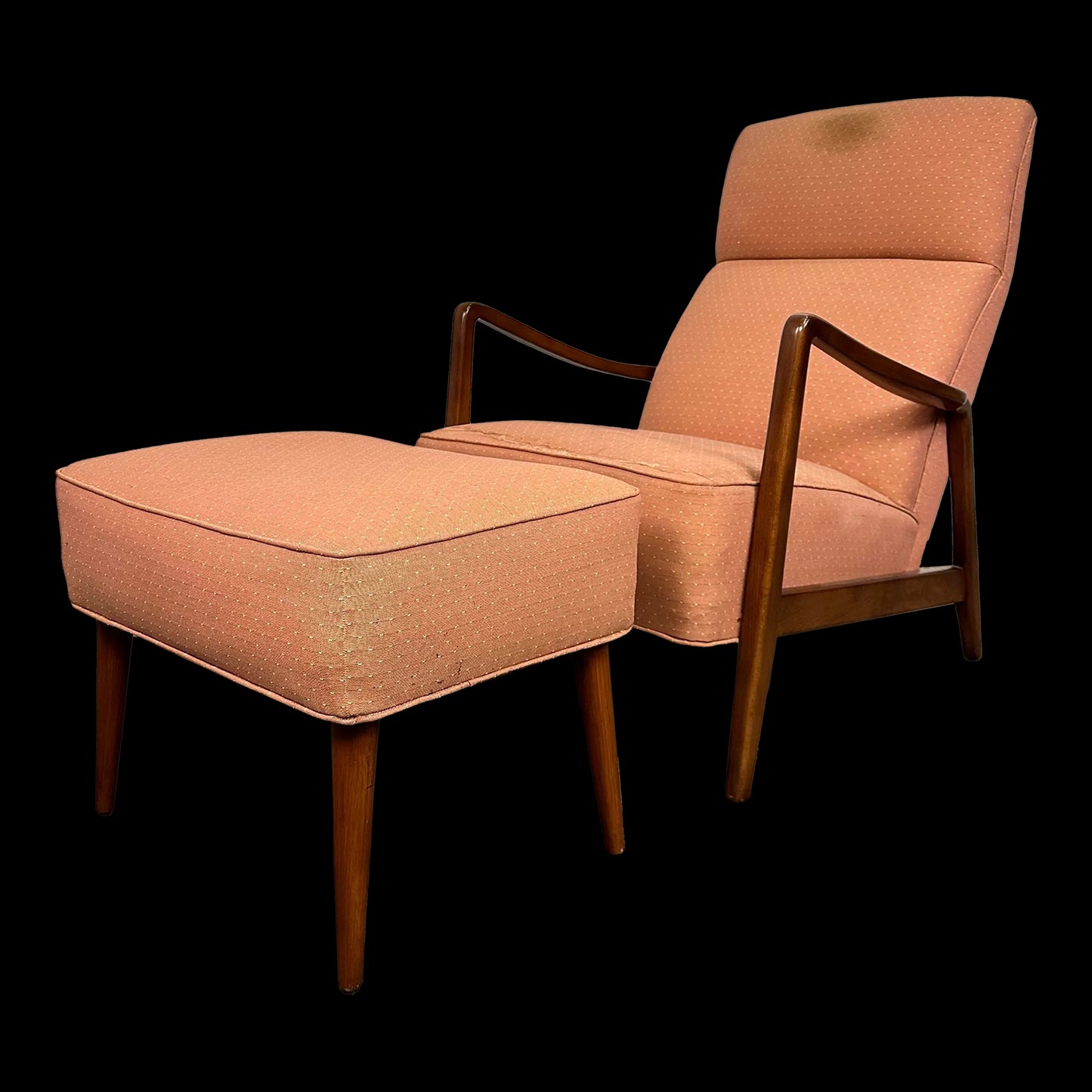 Folke Ohlsson for Dux Duxello Mid-Century Modern Walnut Lounge Chair With Ottoman