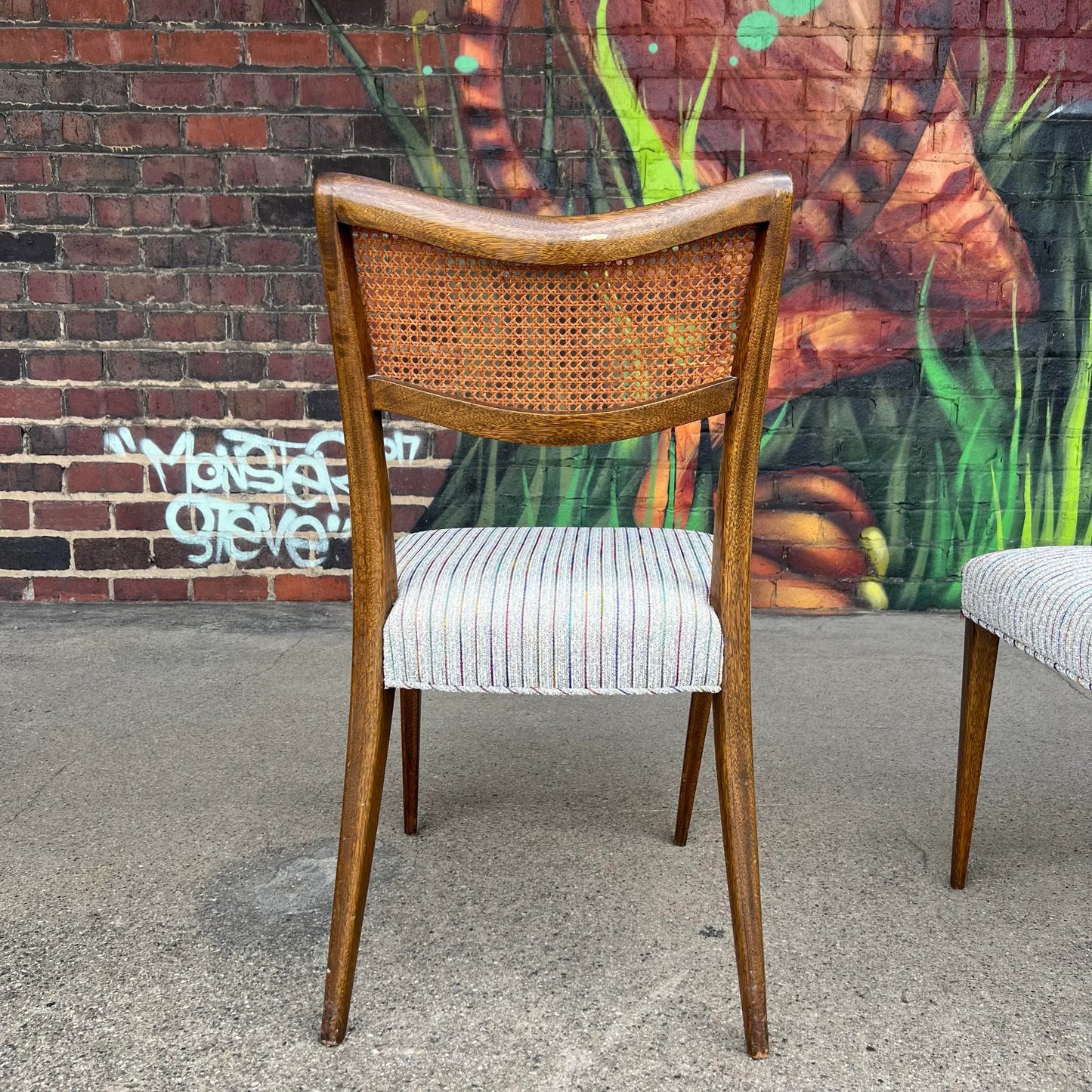 Set of 6 Harvey Probber Caned Back Dining Chairs