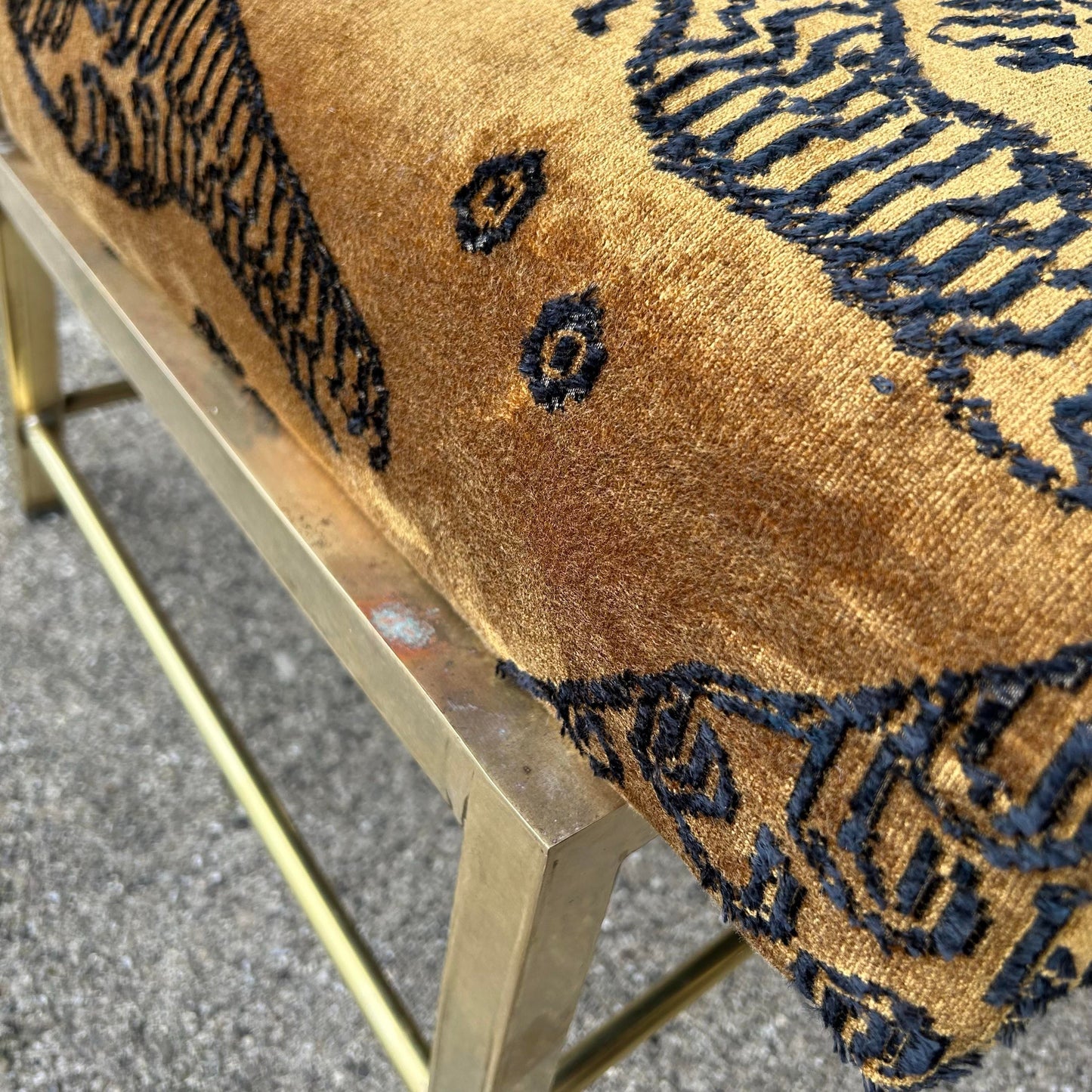 Pair of Mastercraft Brass Chairs With Italian Fabric