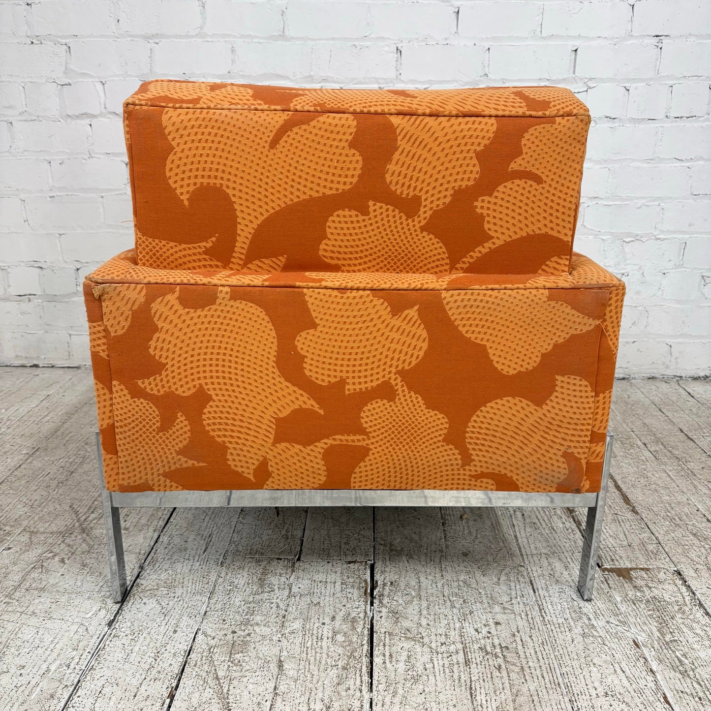 Mid Century Modern Knoll Style Lounge Arm Chair Chrome