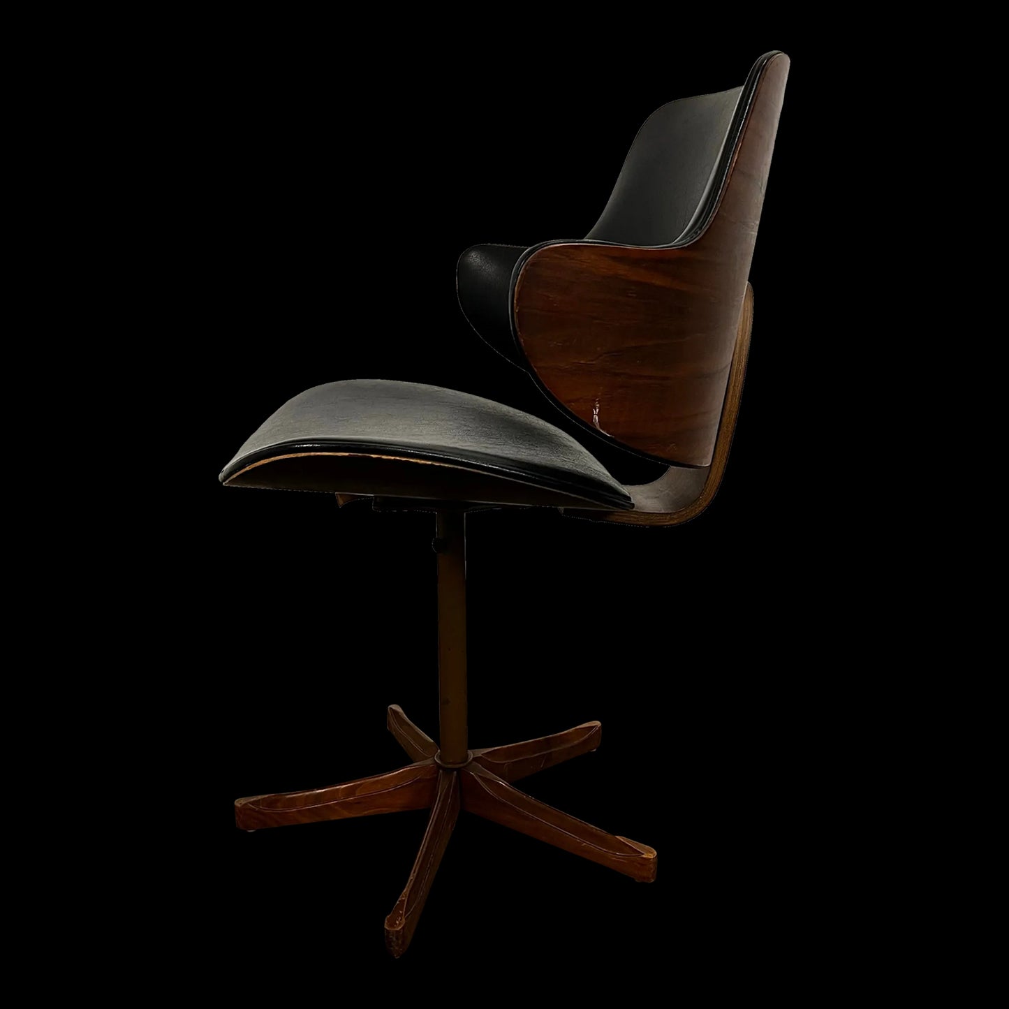 Kodawood Bentwood Arm Swivel Chair Mid Century Modern Desk