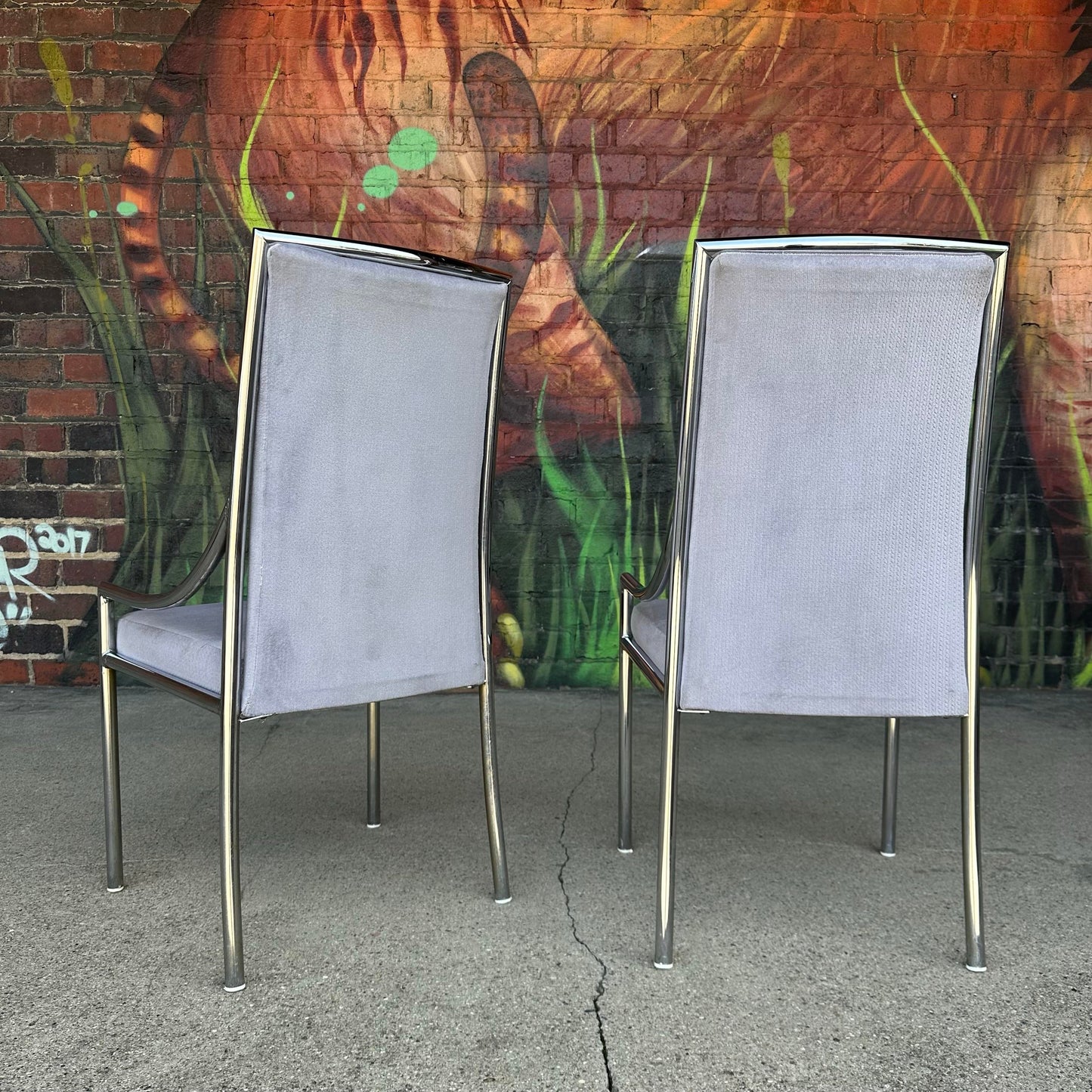 Set of 8 Pierre Cardin Style Chrome Dining Chairs Mid Century Modern