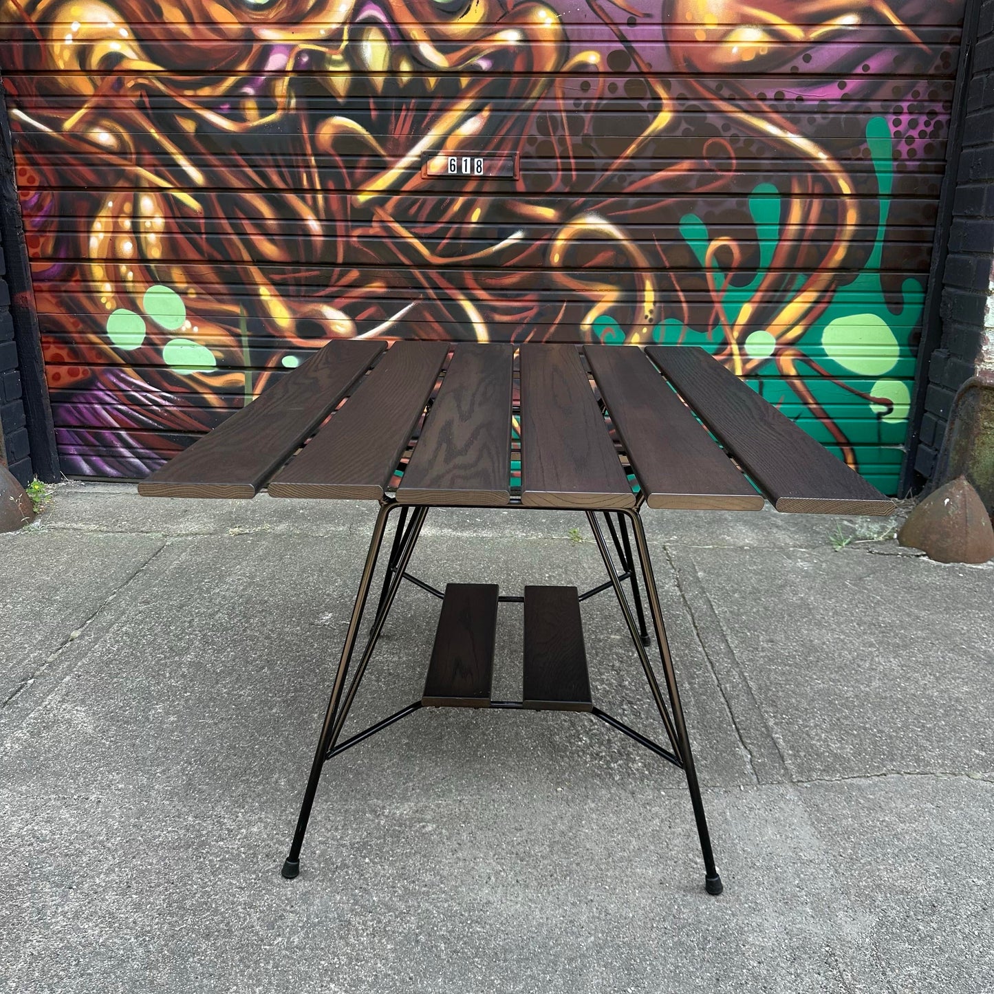 Richard McCarthy Wrought Iron and Oak Dining Set Mid-Century Modern