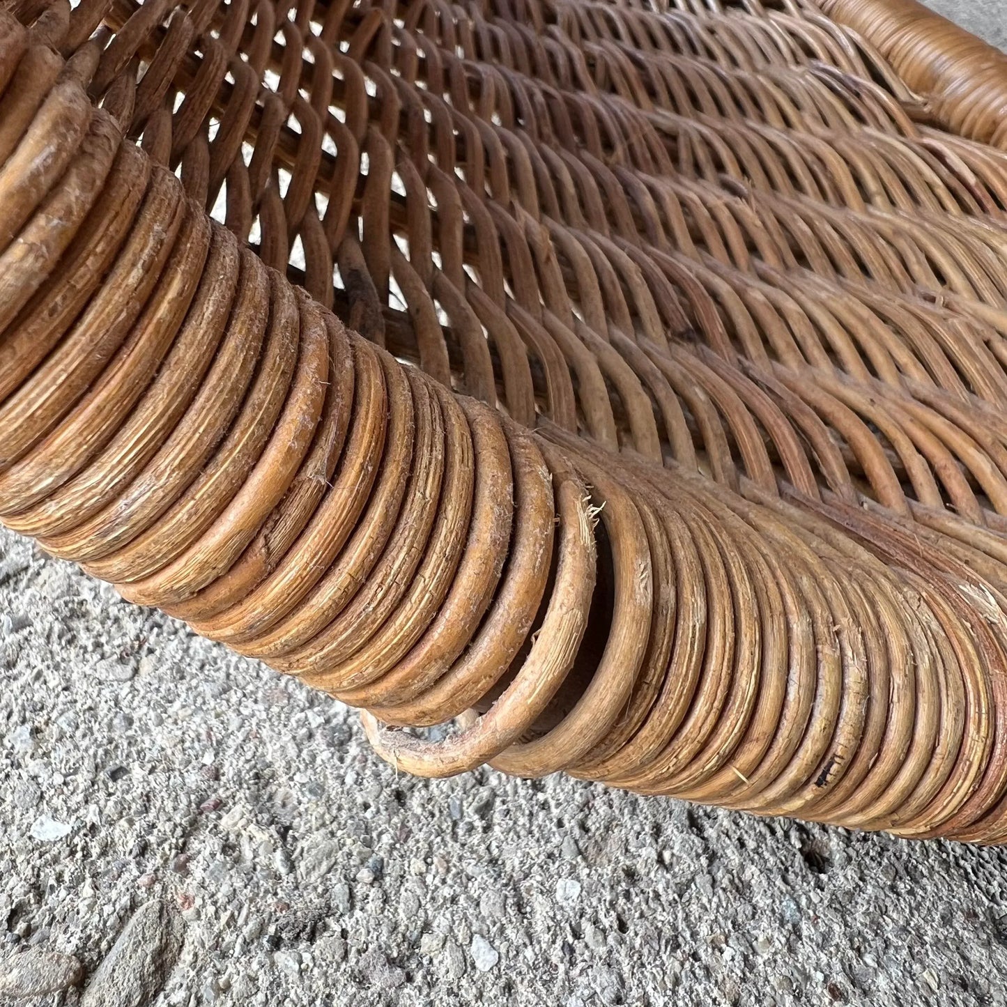 Wicker Rattan and Glass Waterfall Edge Coffee Table