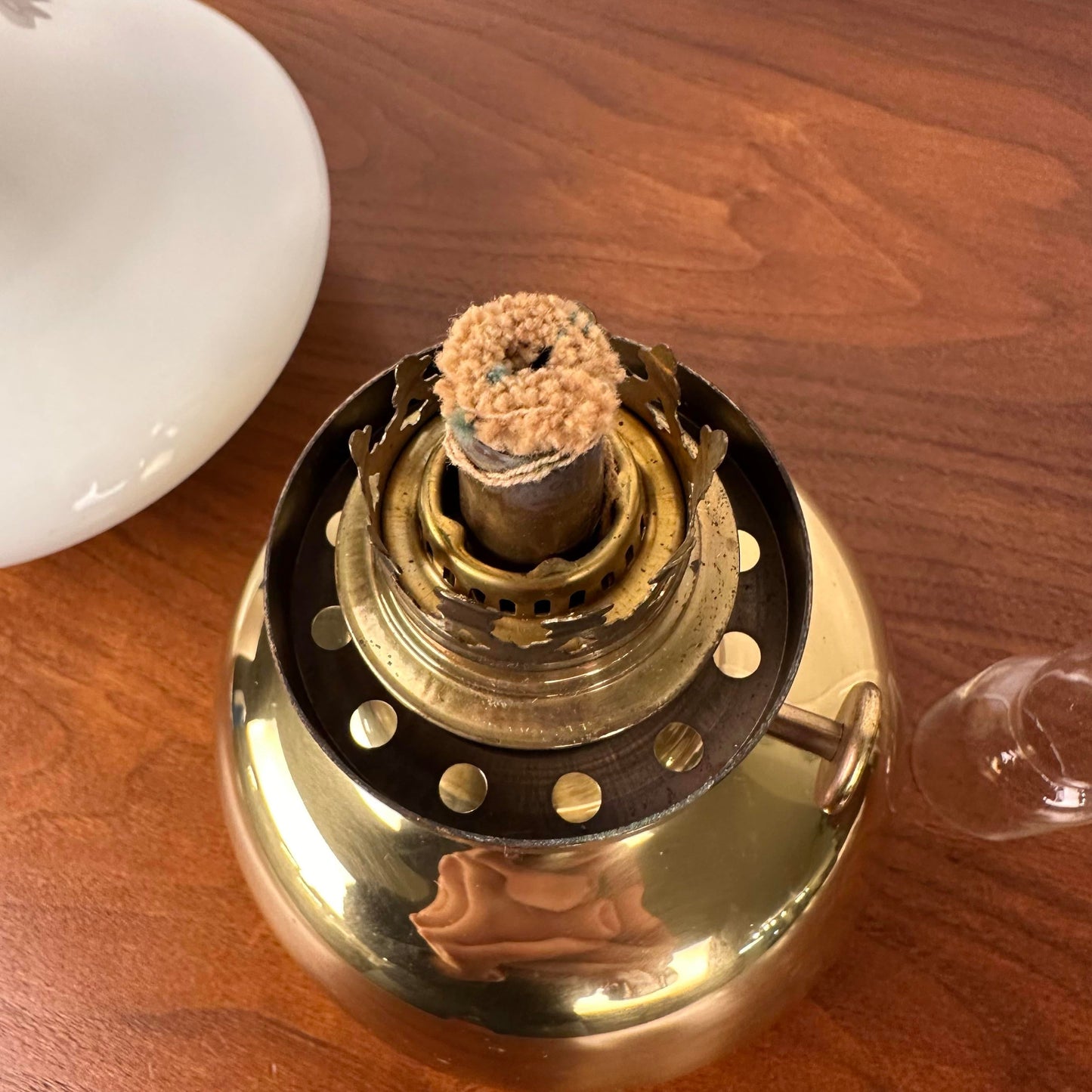 Drastic New Danish Louis Poulsen & Co. Petronella Oil Lamp by Henning Koppel Glass and Brass