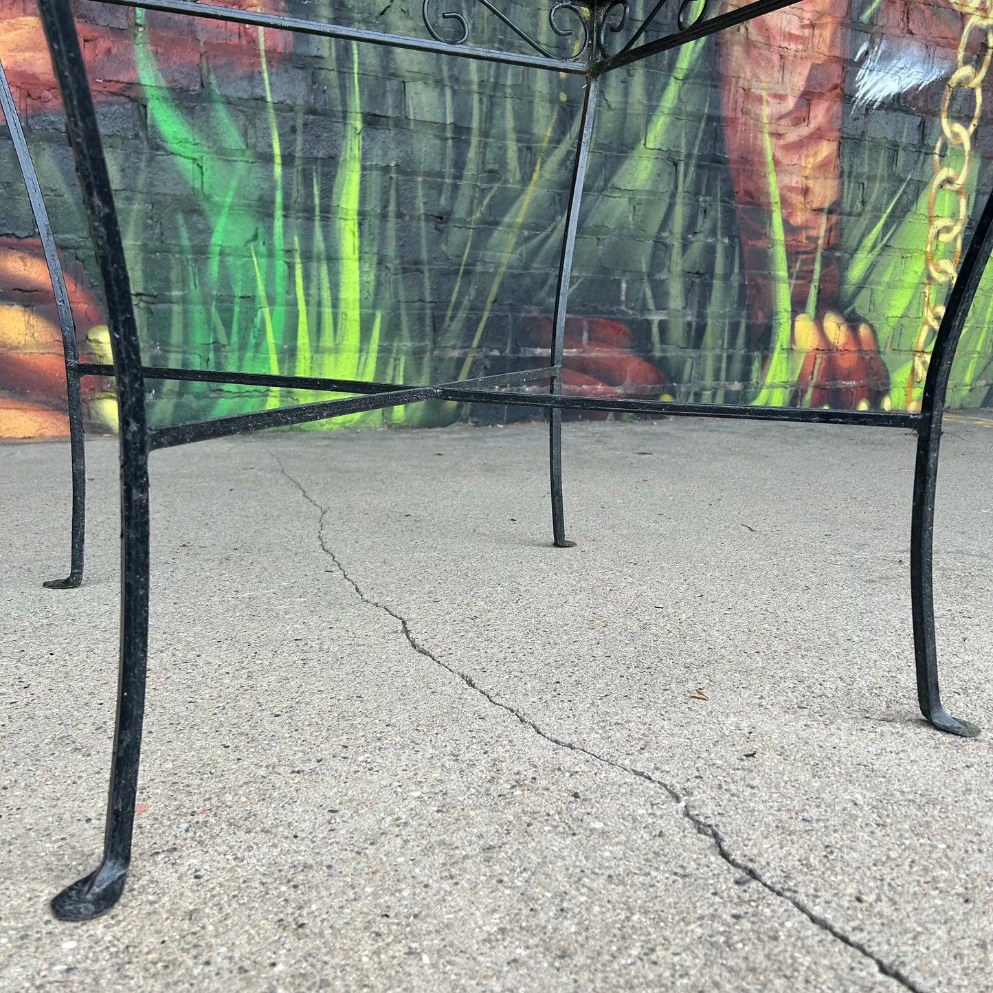 Early 21st Century Salterini Outdoor Patio Iron and Glass Square Dining Table, Attributed