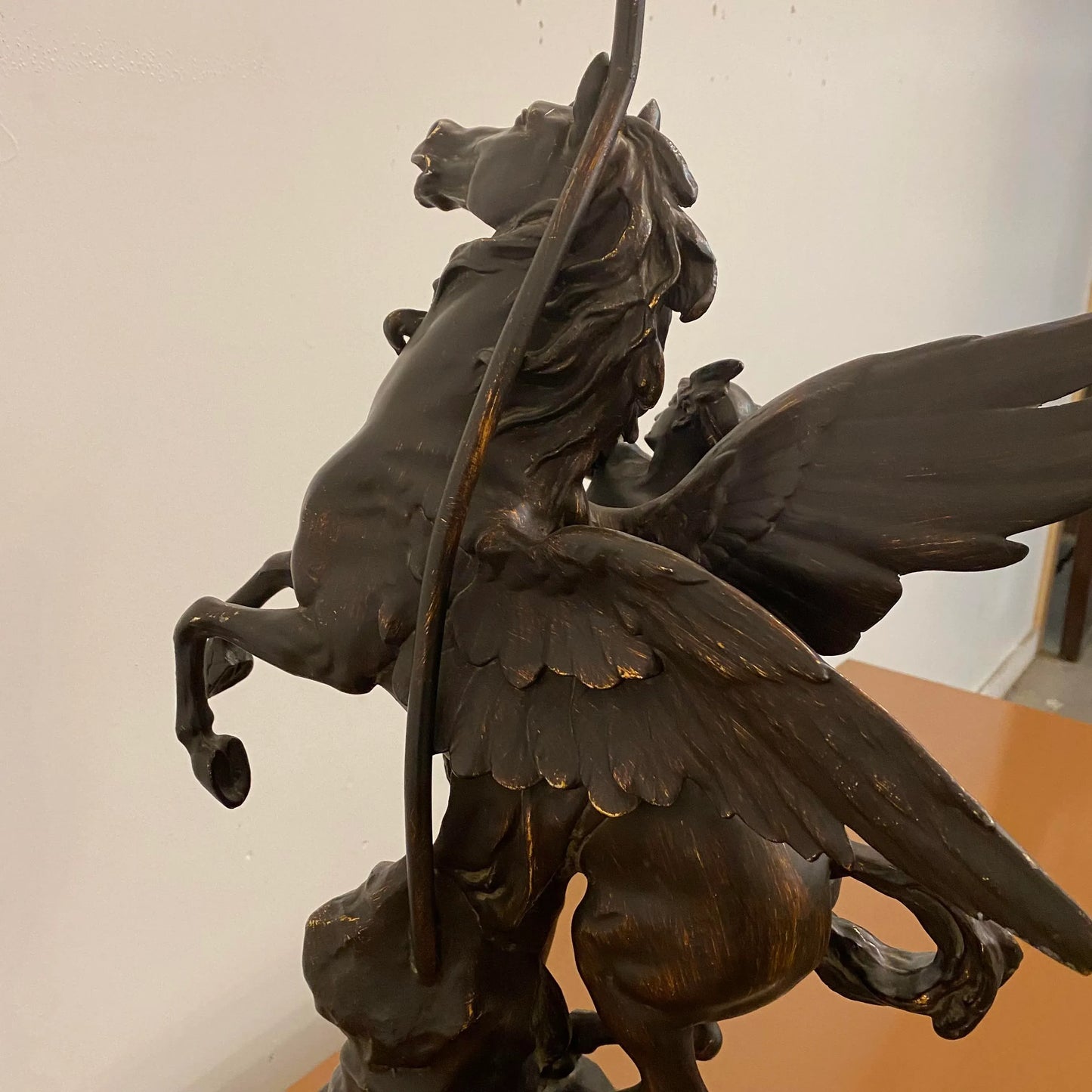 Emile Picault Bronze Sculpted Pegasus Lamp