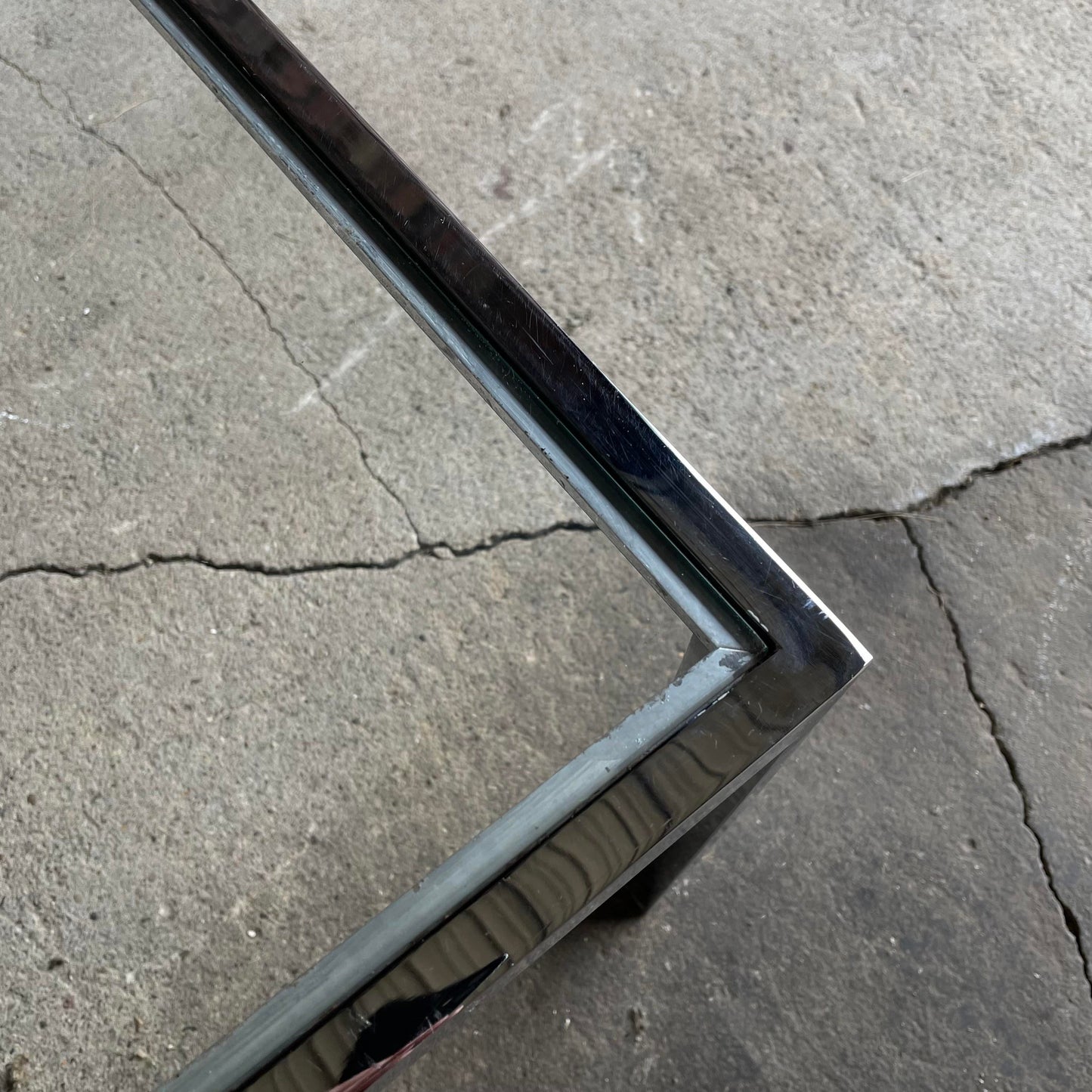 Vintage Chrome Square Coffee Table Milo Baughman Style.