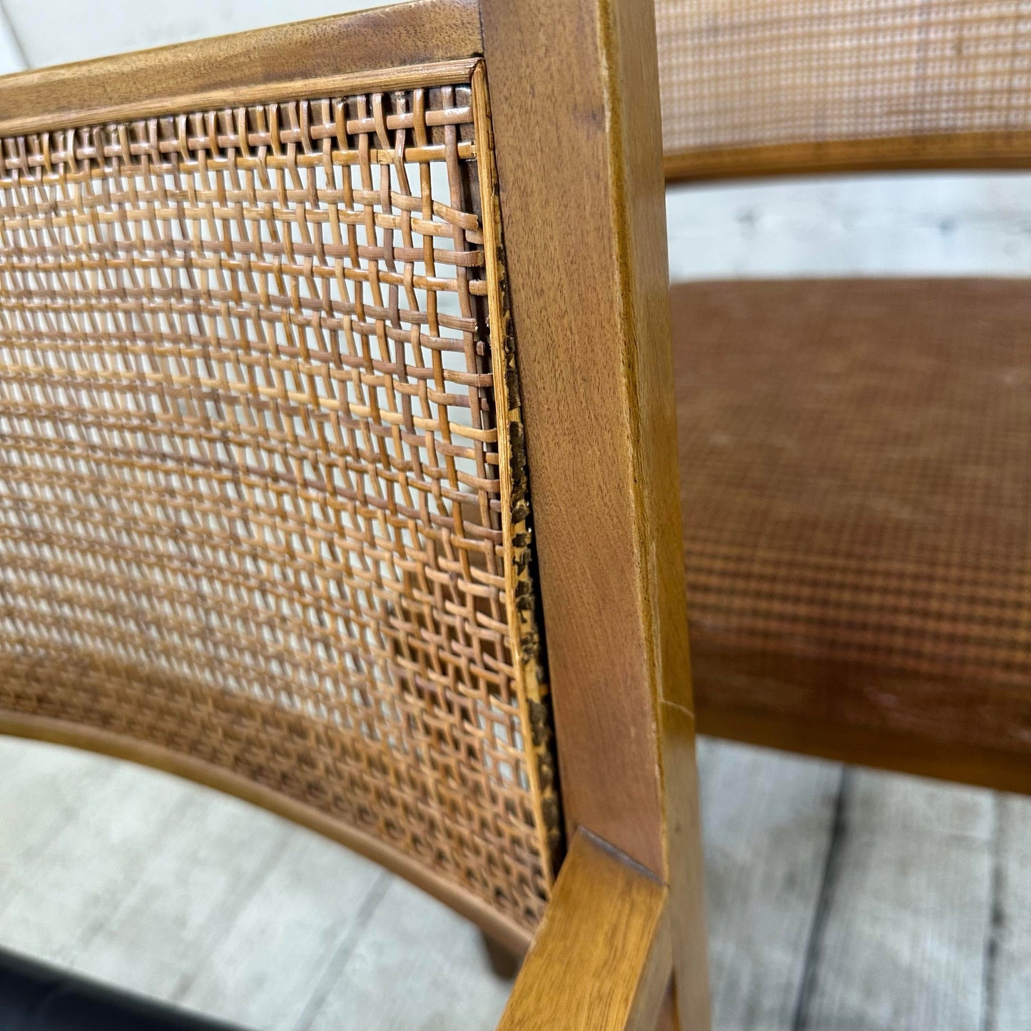 Set of 6 Cane Backed Dining Chairs 2 Arms 4 Side