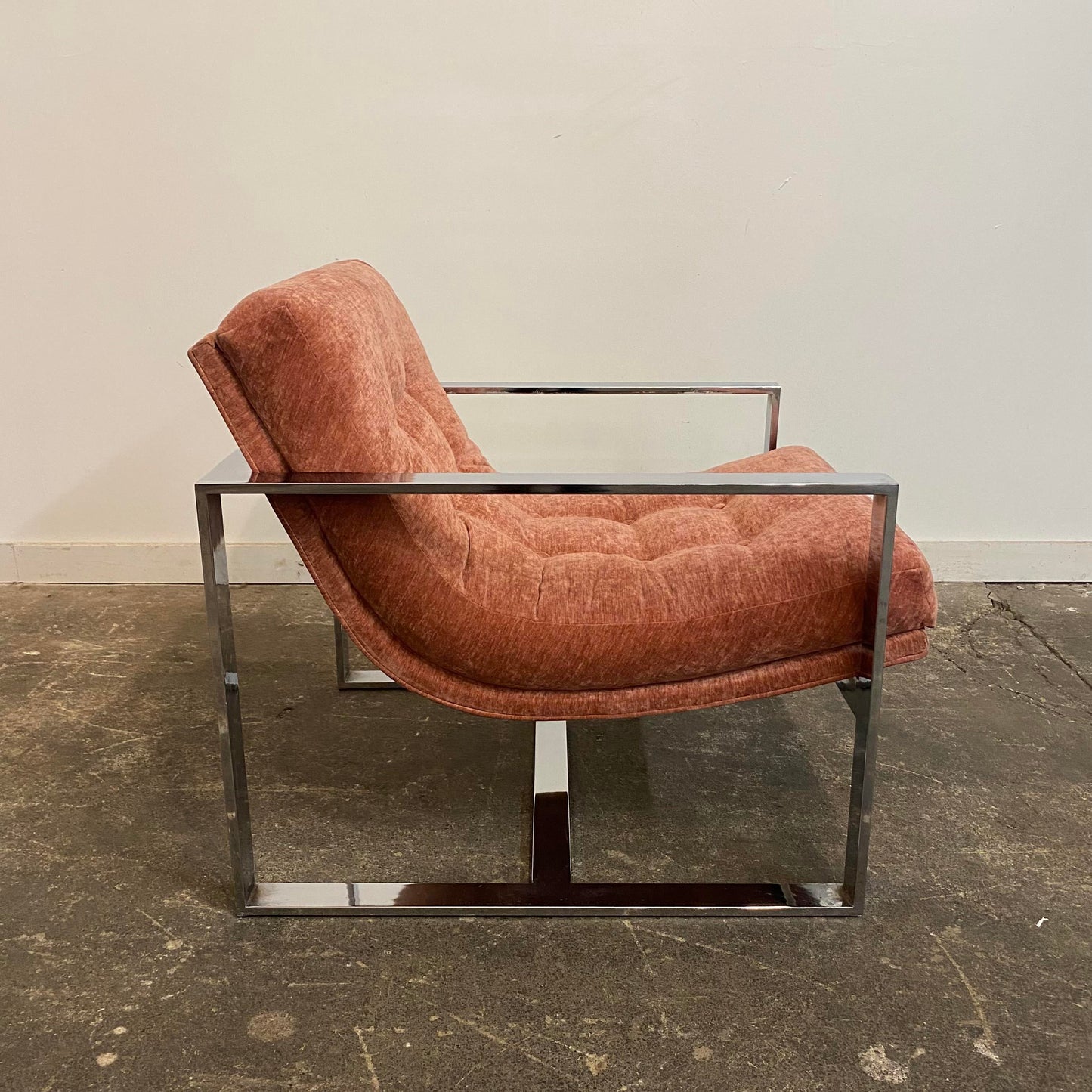 Mid-Century Modern Chrome Base Club Chair