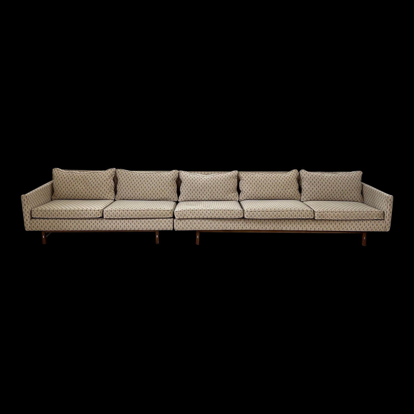 Paul McCobb for Calvin Sectional Sofa Walnut Legs Aluminum Cross Bars