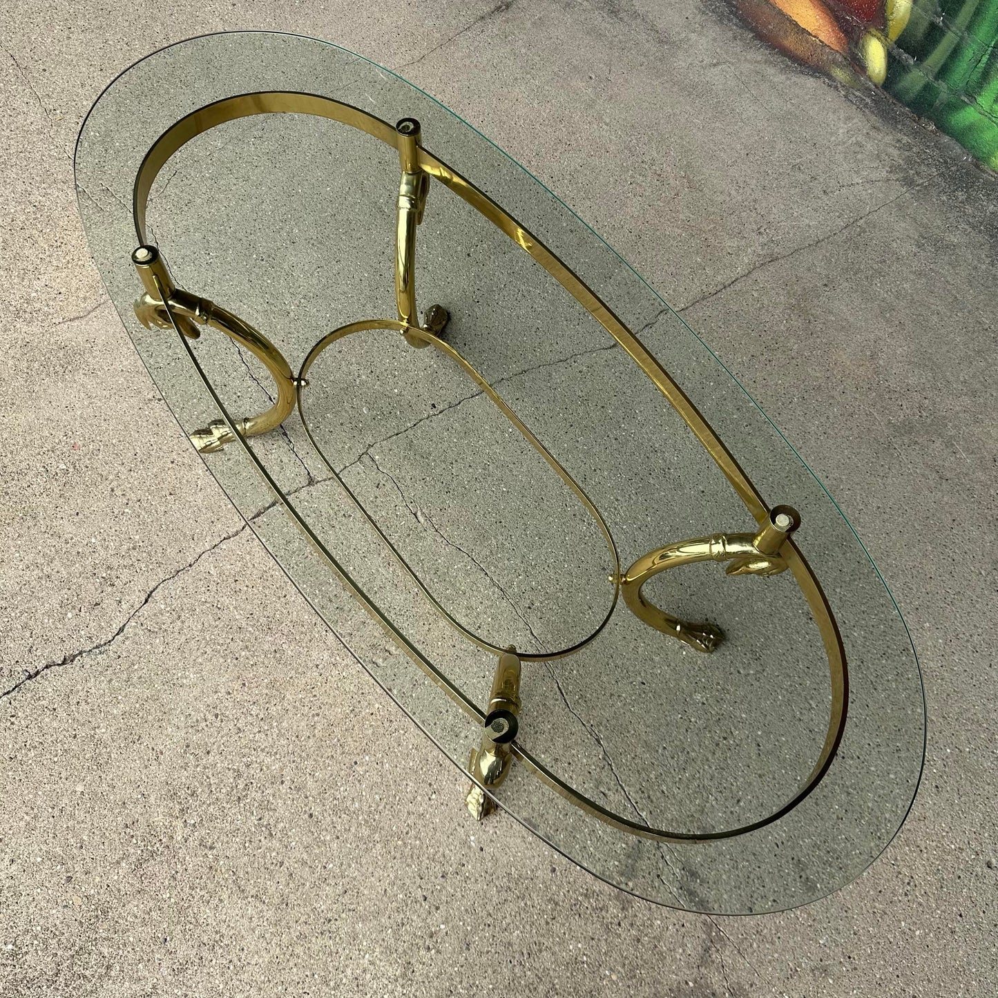 Vintage Italian Swan Head Oval Coffee Table in the Style of LaBarge