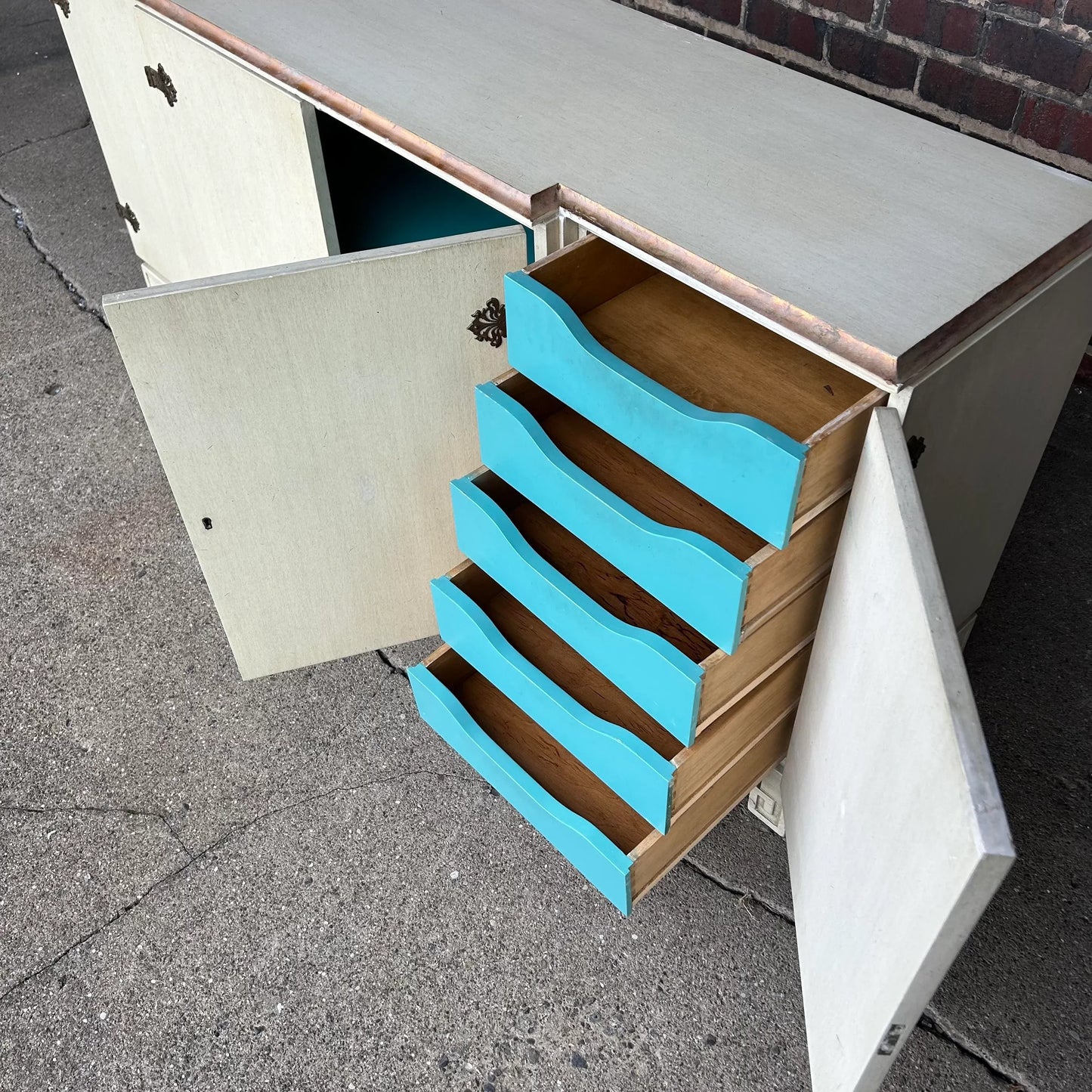 Modern Credenza With Greek Key Legs