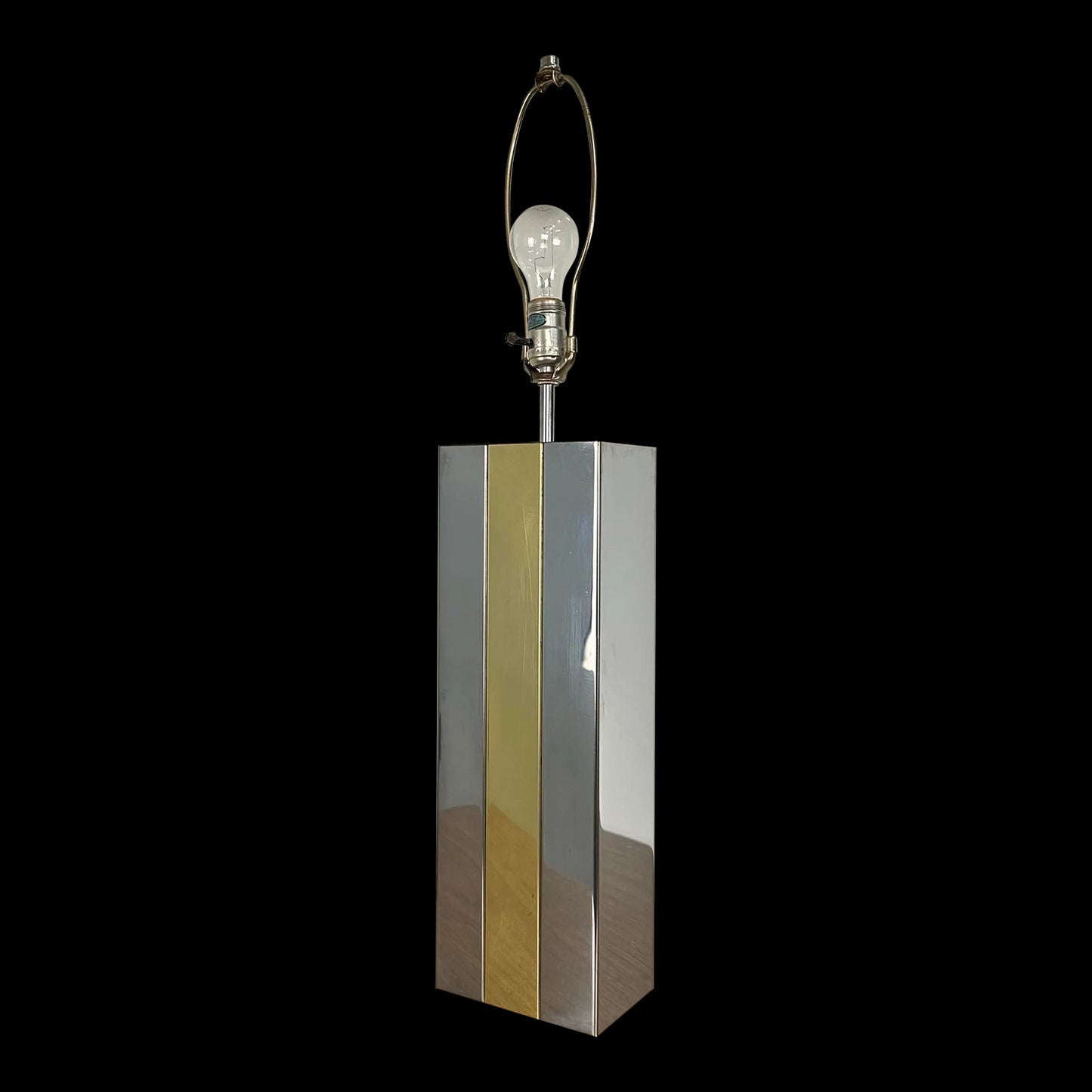 Mid Century Modern Robert Sonneman Chrome and Brass Table Lamp Style of Paul Evans
