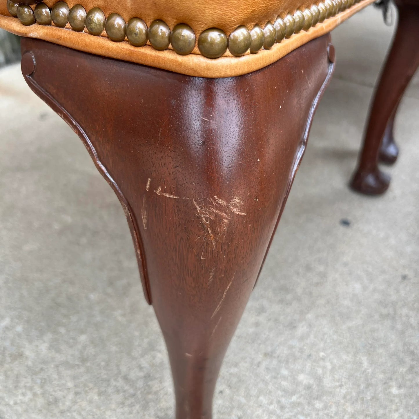 10 Antique Leather and Wood Arm Chairs Dining Conference Desk